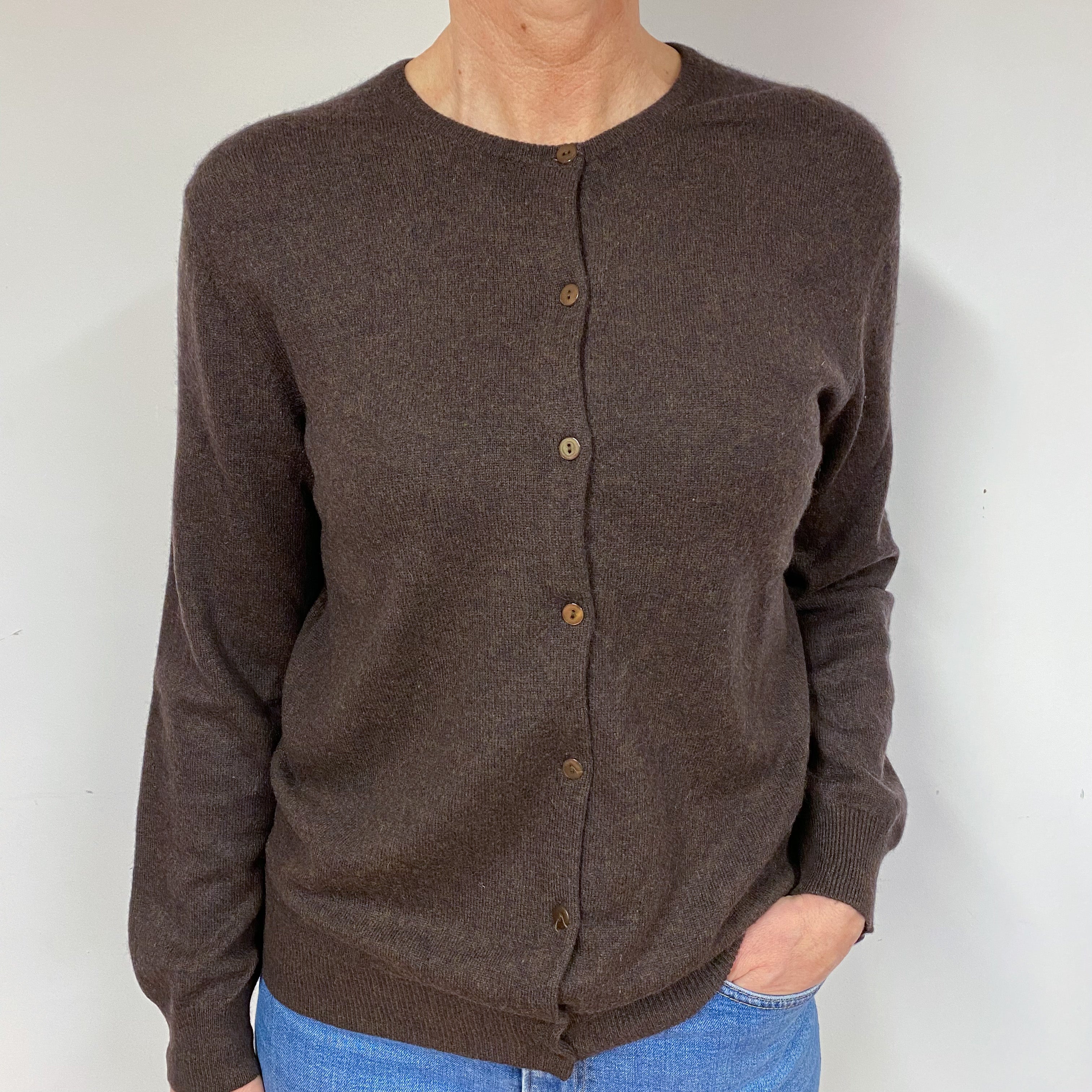 Chocolate Brown Cashmere Cardigan Medium