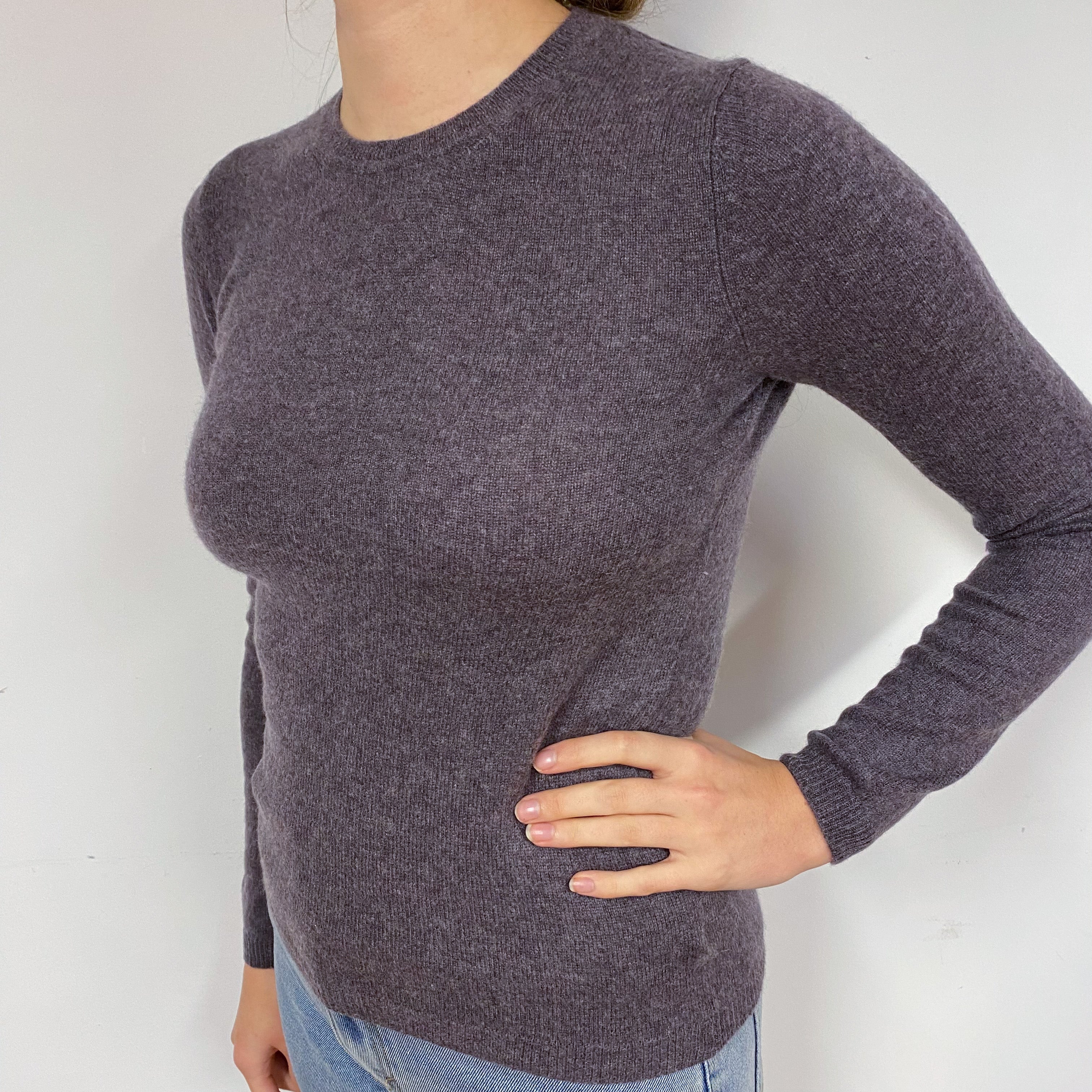Slate Purple Cashmere Crew Neck Jumper Small