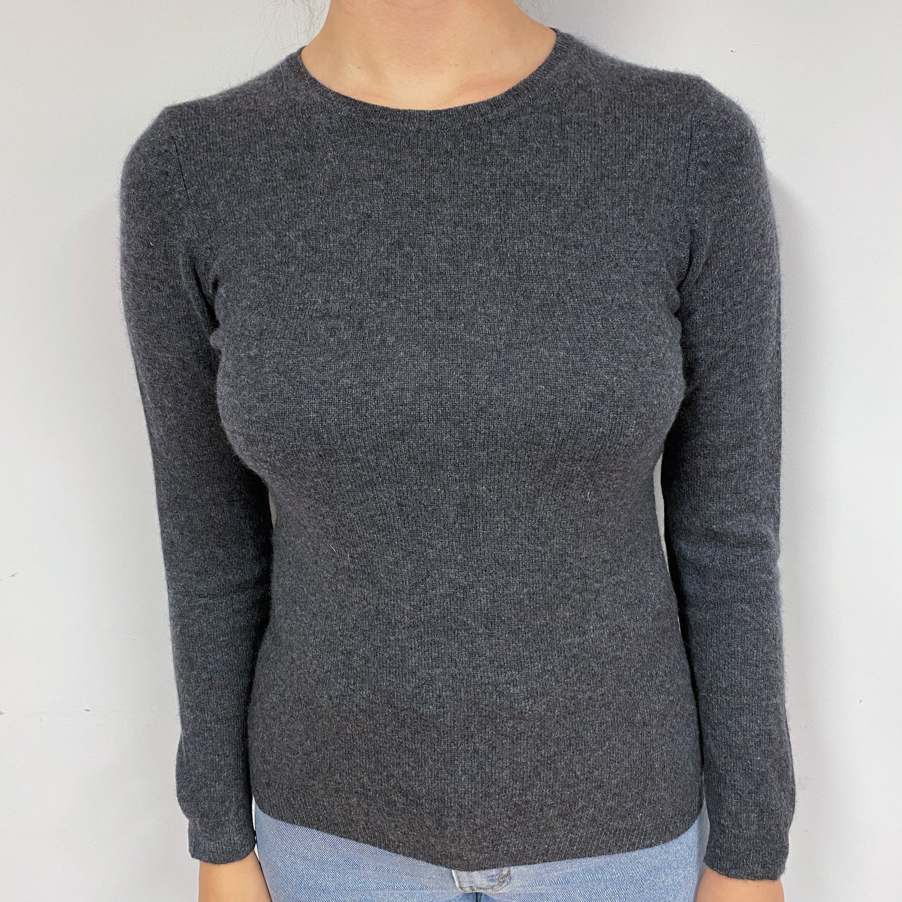 Slate Grey Cashmere Crew Neck Jumper Small