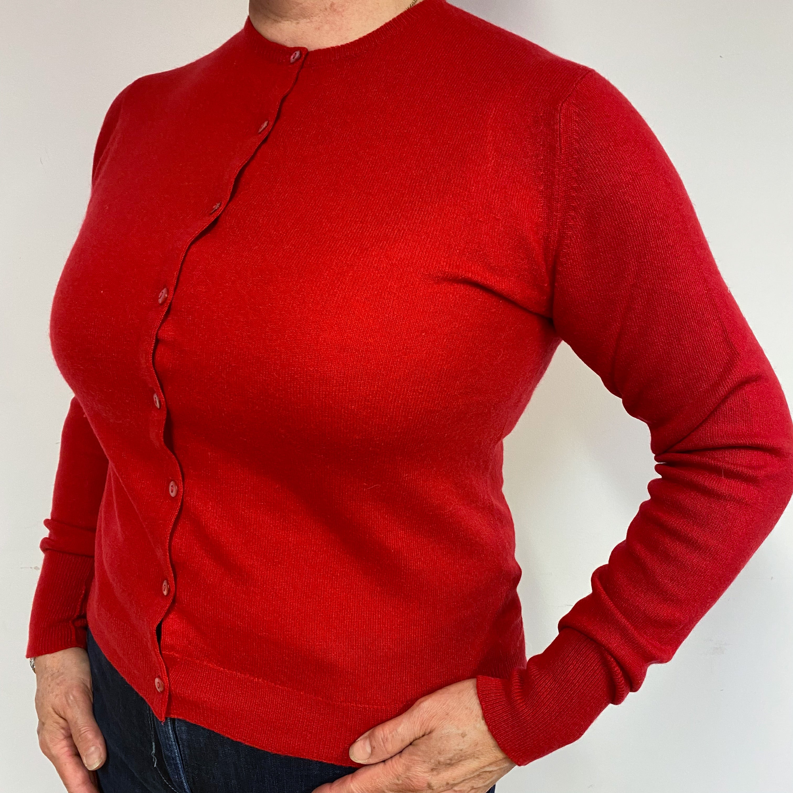 Vintage Post Box Red Cashmere Cardigan Large