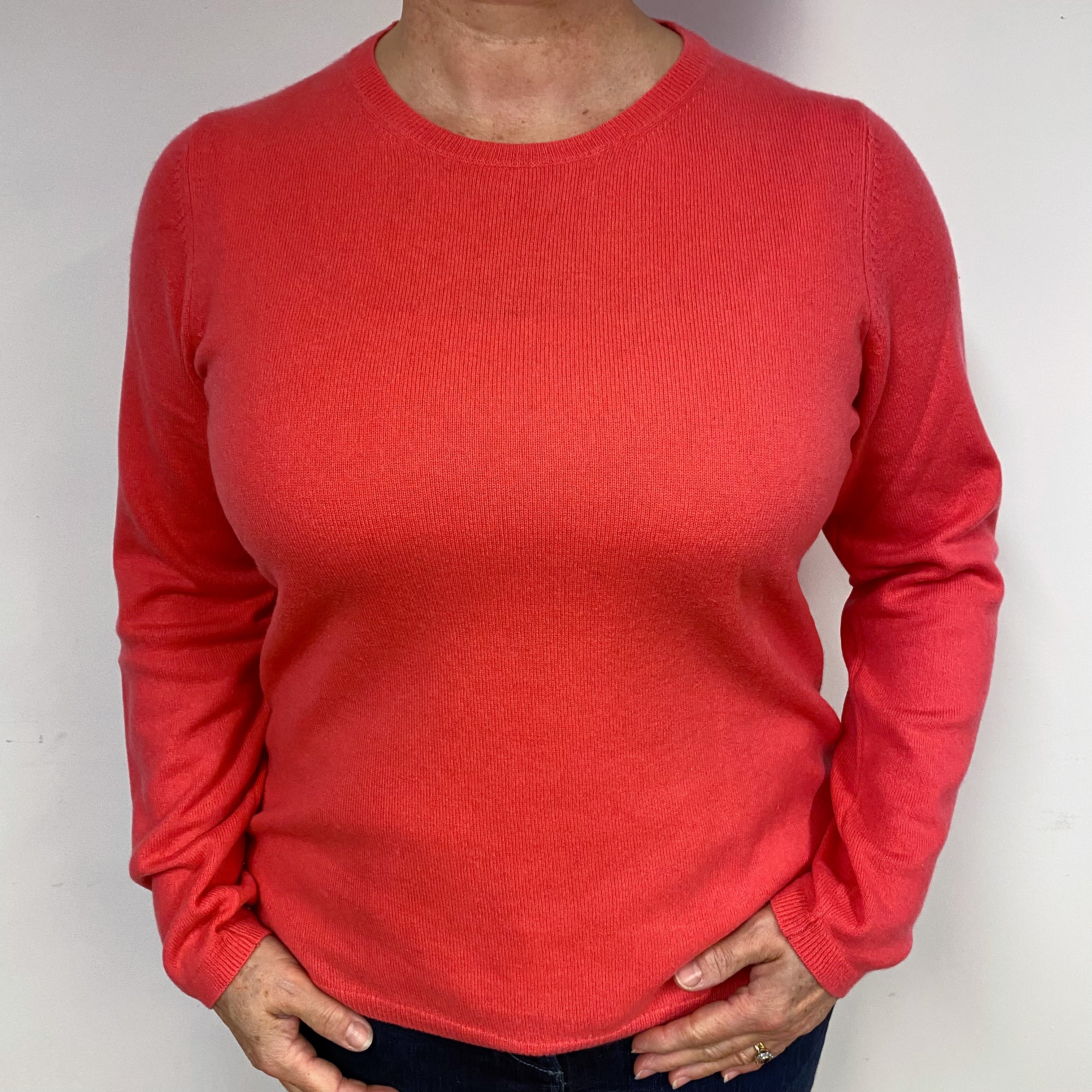 Strawberry Pink Cashmere Crew Neck Jumper Large