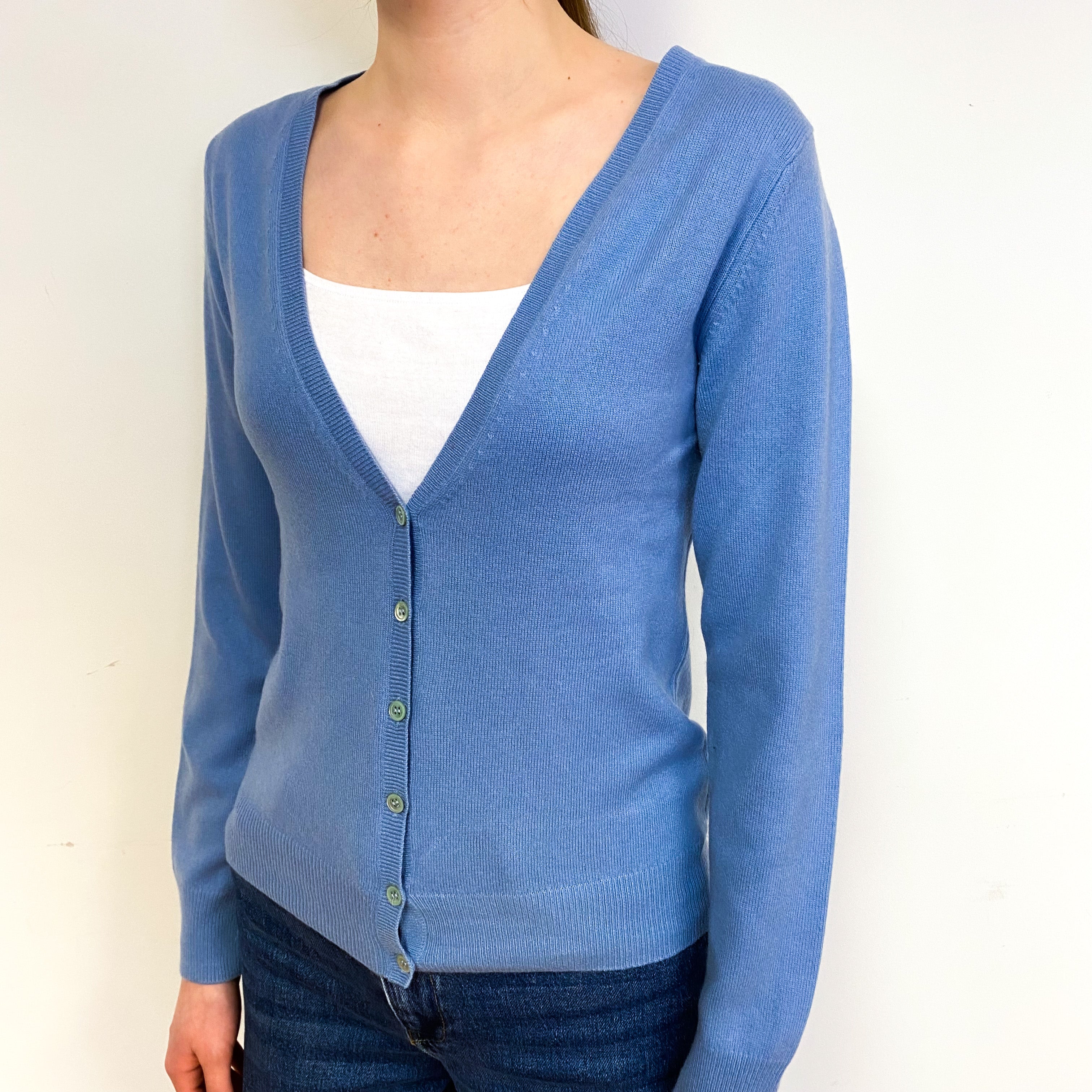 Sky Blue Cashmere V-Neck Cardigan Extra Small
