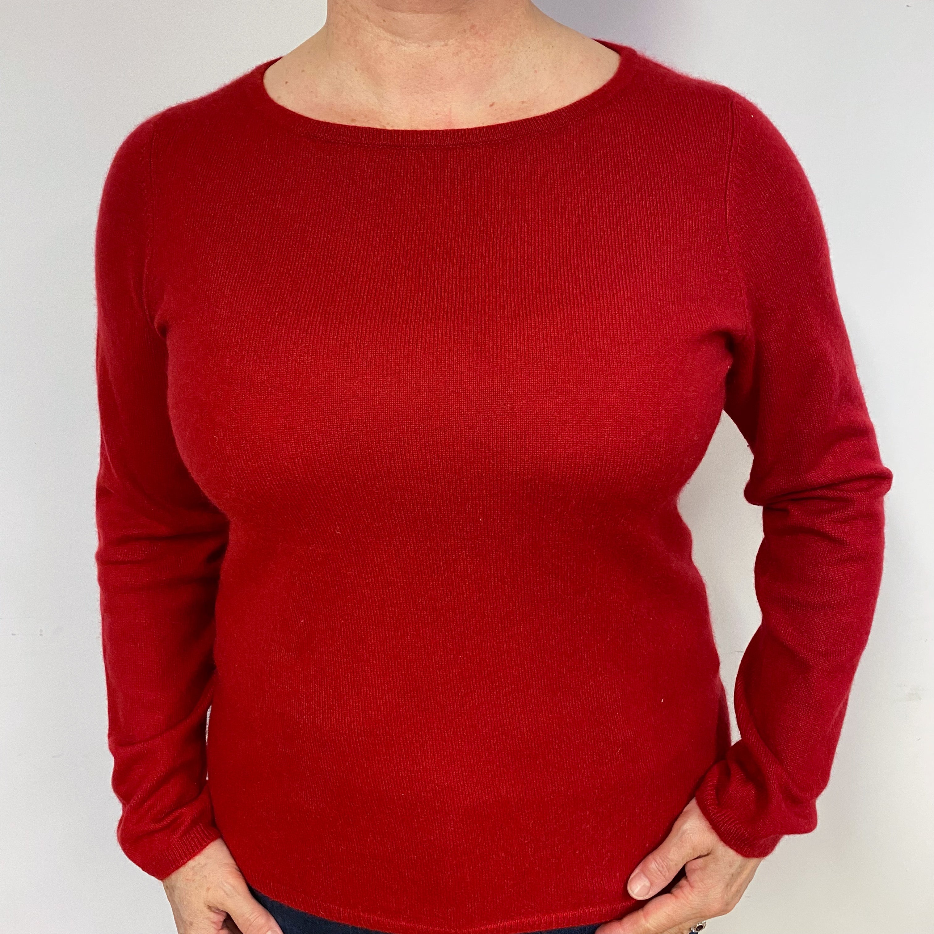 Ruby Red Cashmere Crew Neck Jumper Large