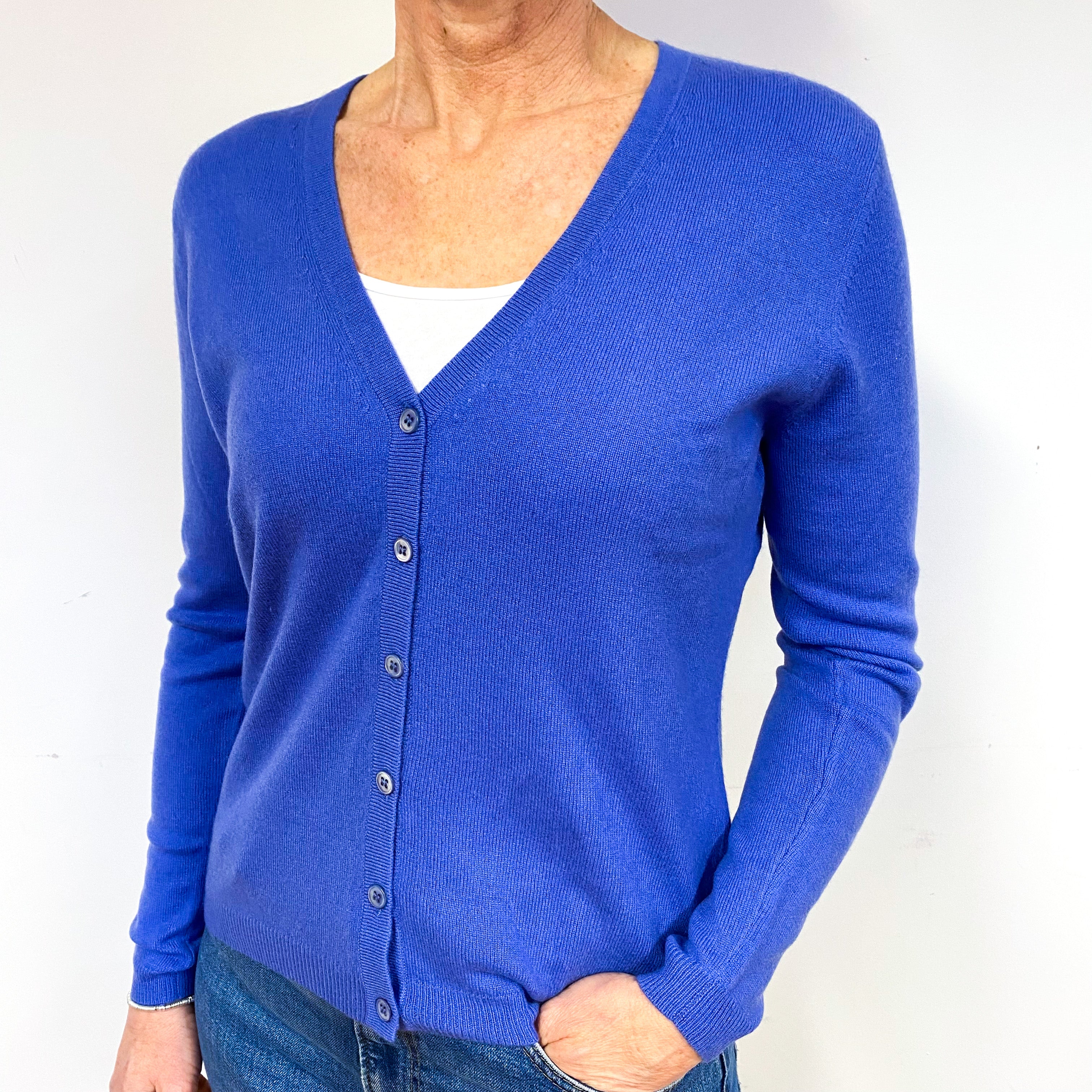 New Periwinkle Purple Cashmere V-Neck Cardigan Medium