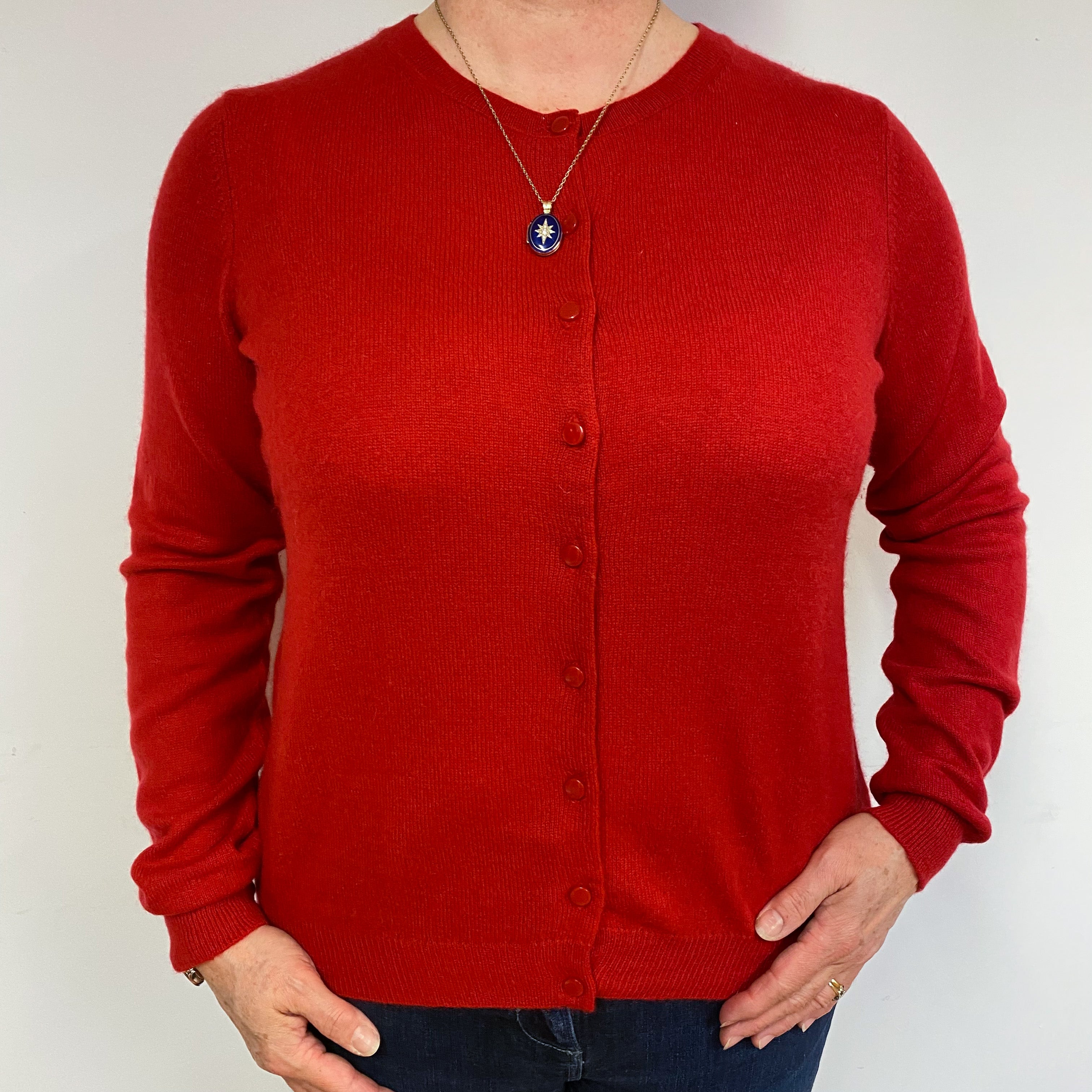 Post Box Red Cashmere Cardigan Large