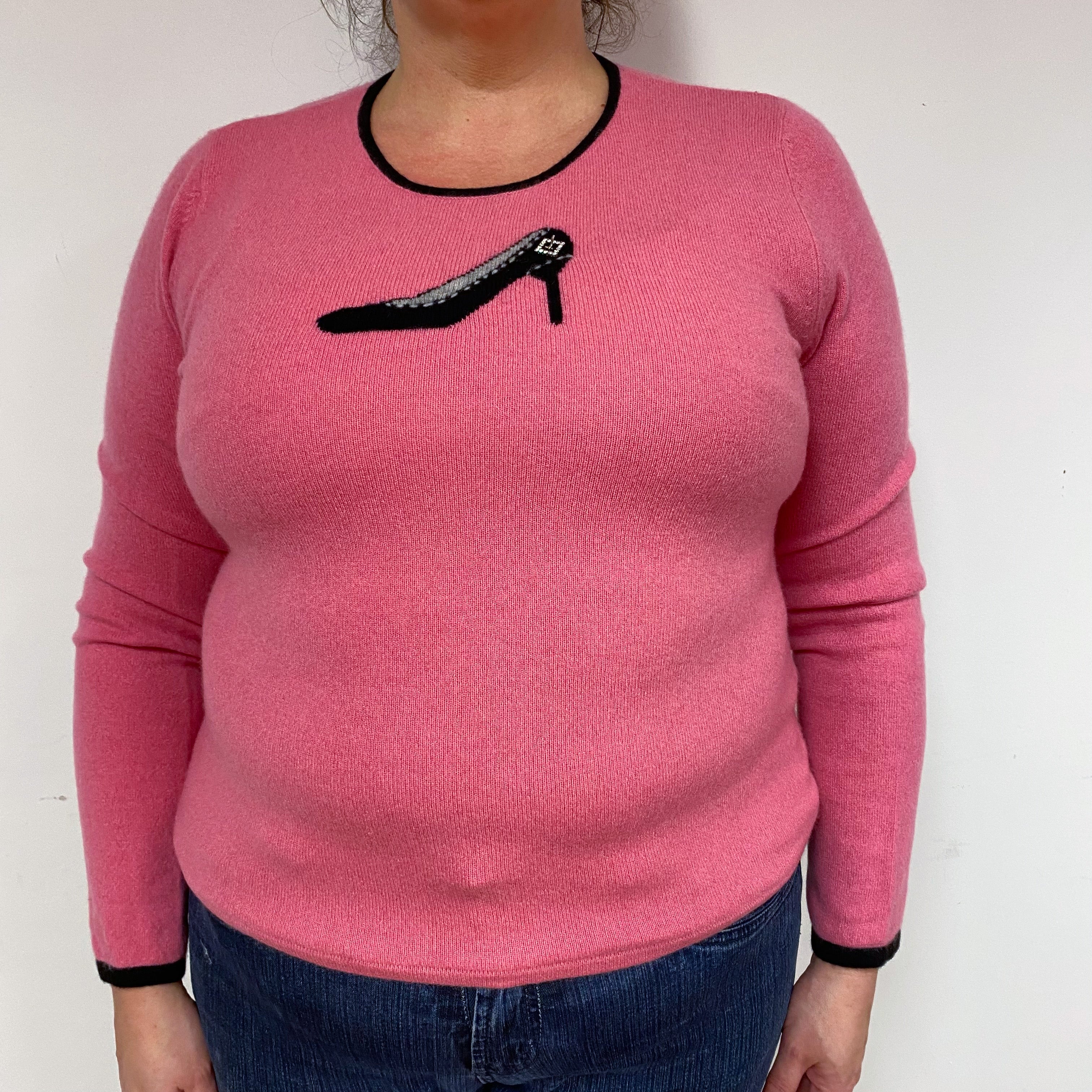 Bubblegum Pink Stiletto Cashmere Crew Neck Jumper Extra Large