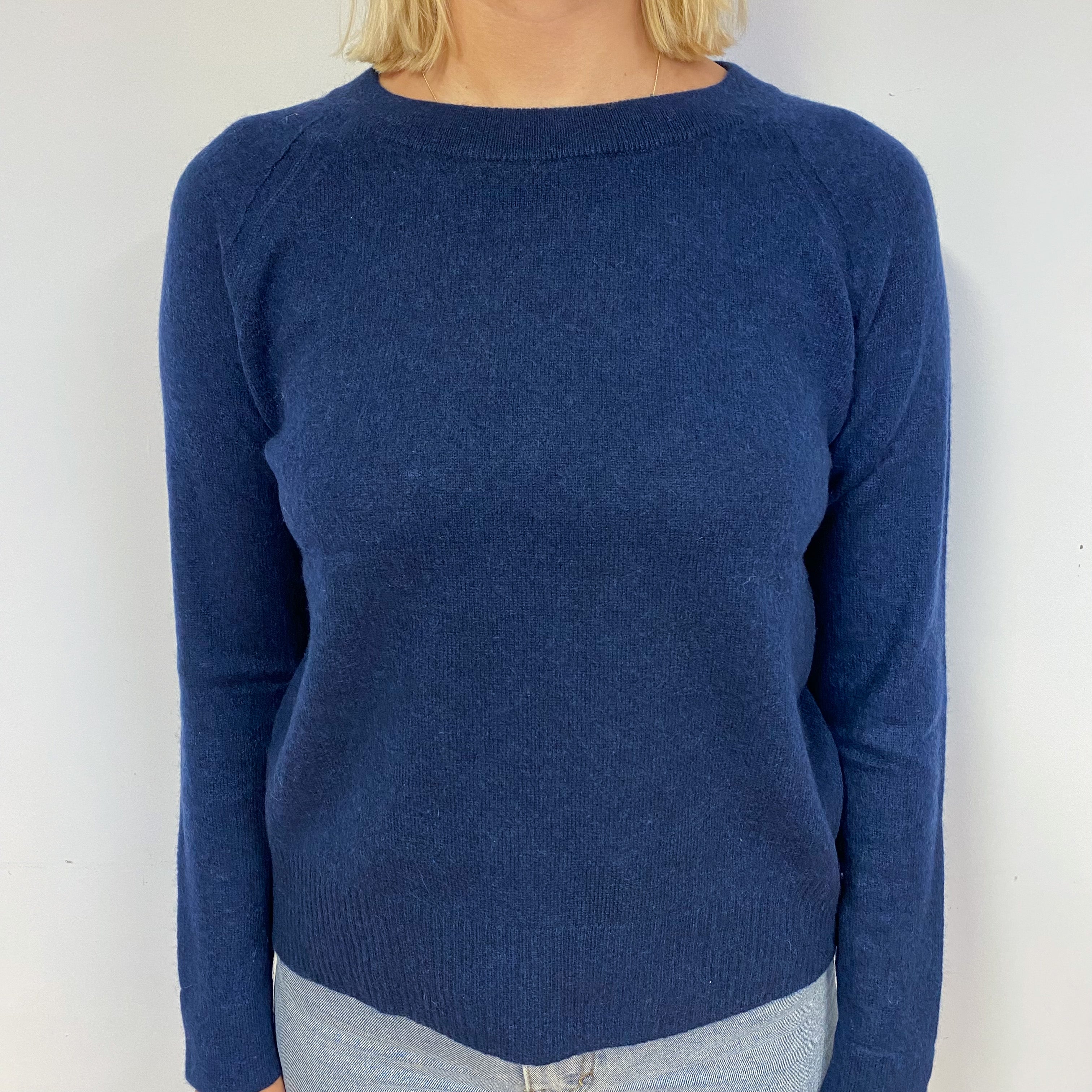 Navy Blue Cashmere Crew Neck Jumper Small