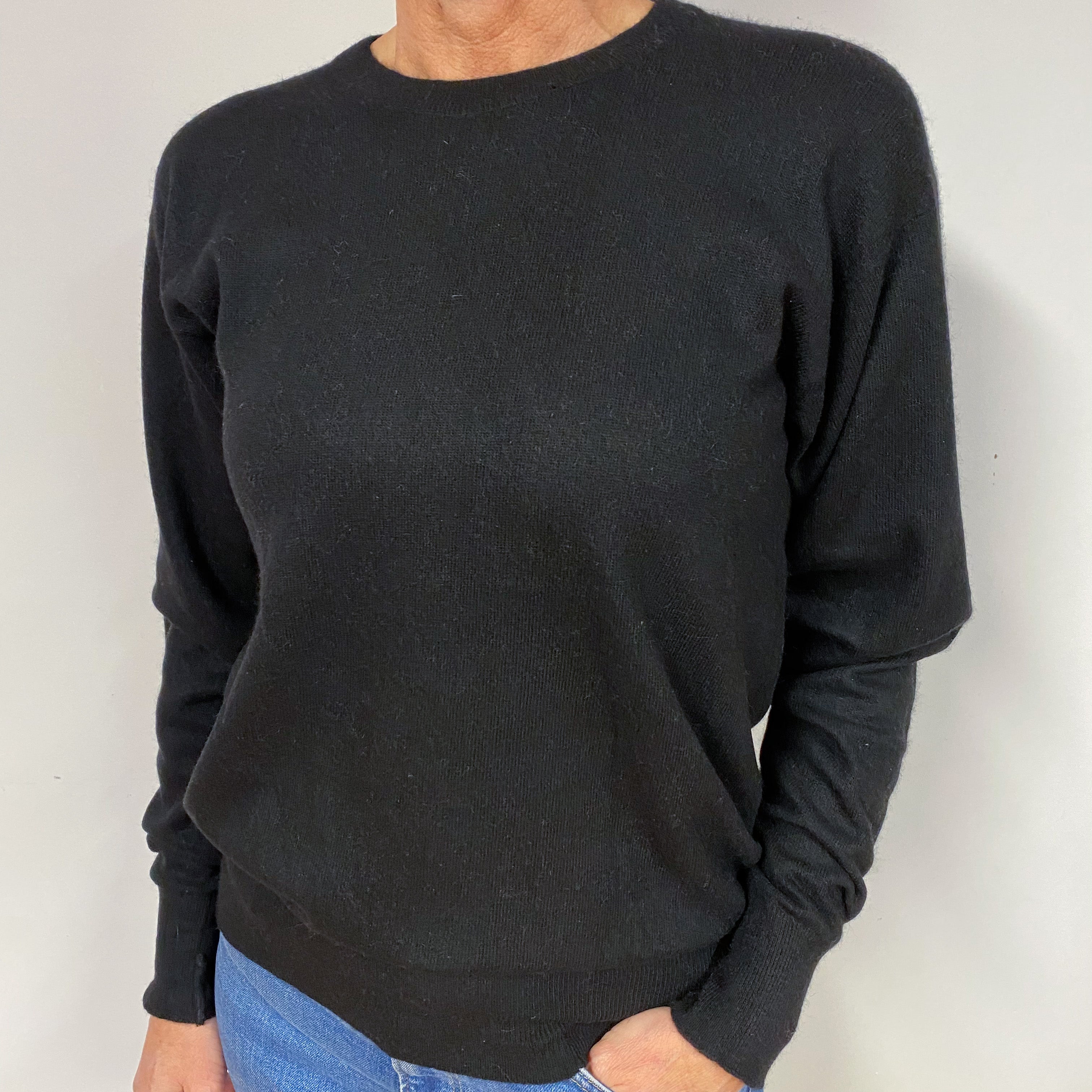 Vintage Black Cashmere Crew Neck Jumper Medium