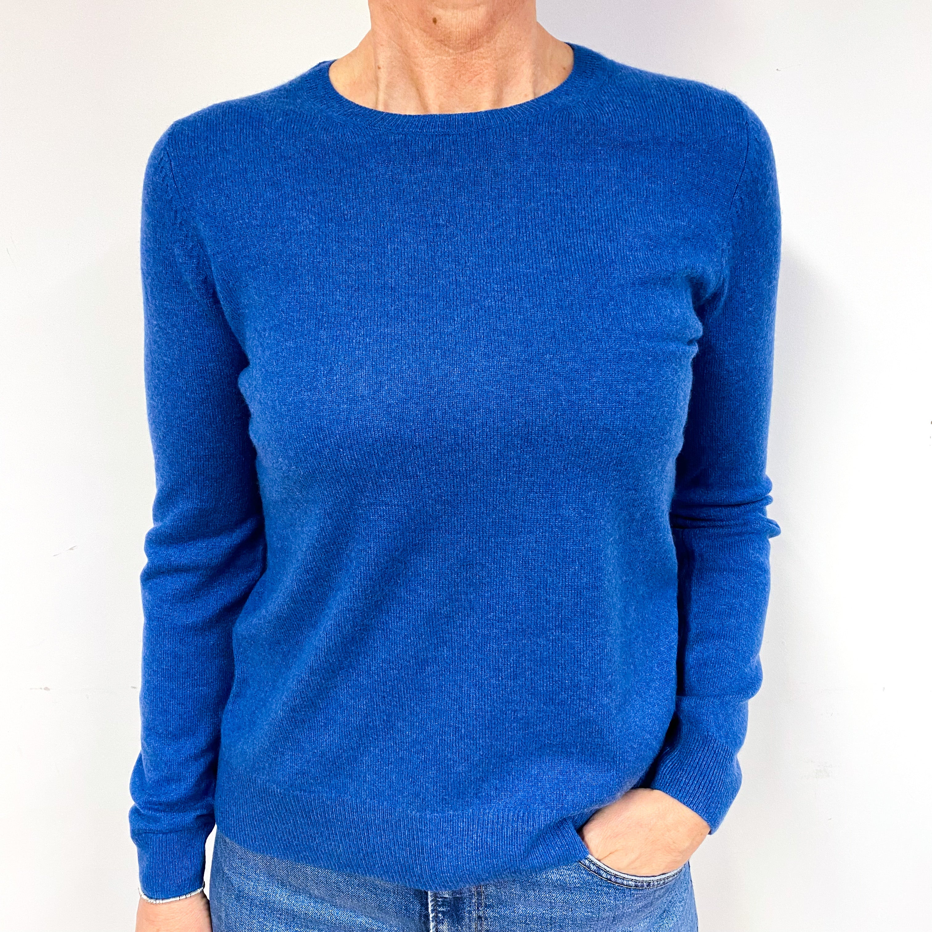 New Tanzanite Blue Cashmere Crew Neck Jumper Medium