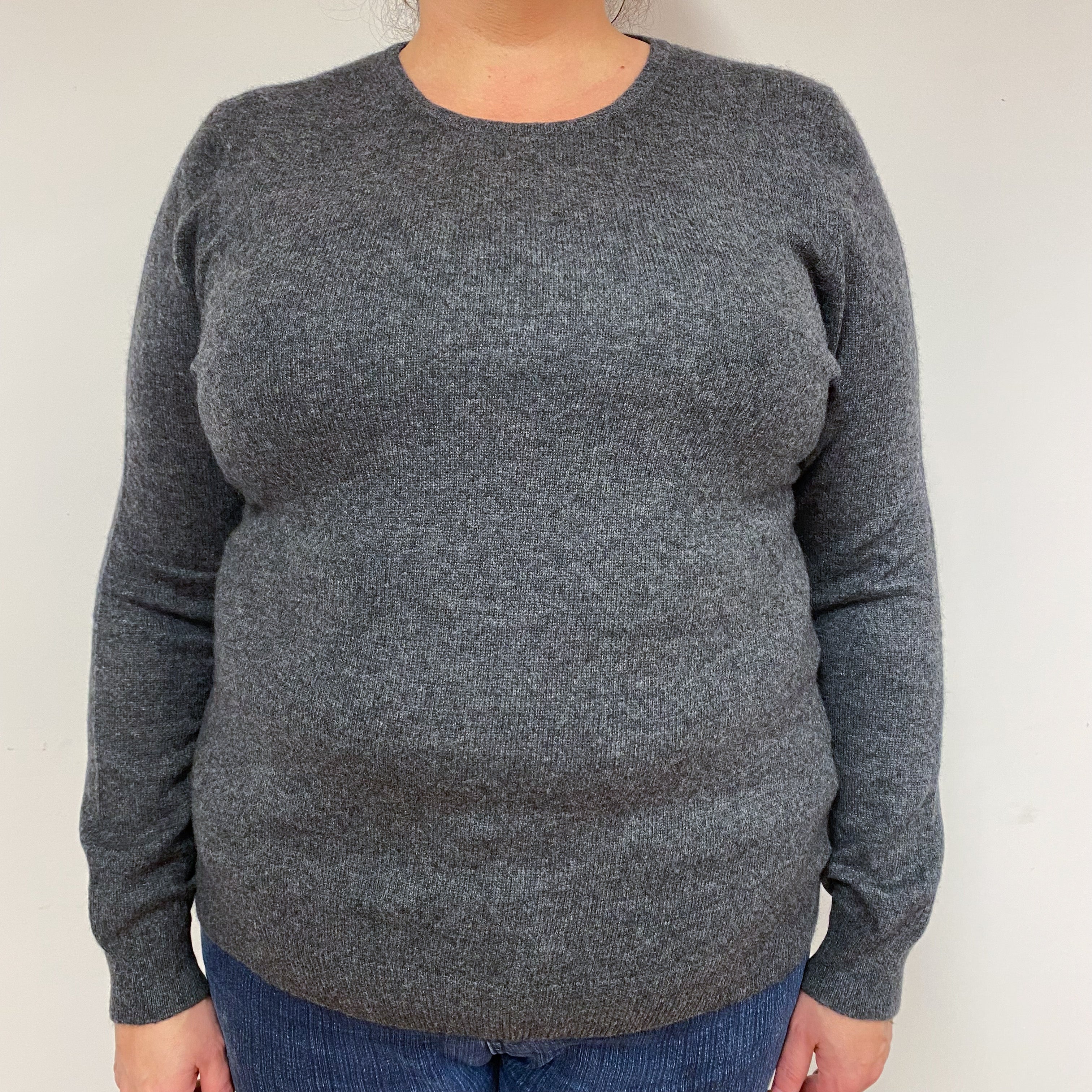 Slate Grey Cashmere Crew Neck Jumper Extra Large