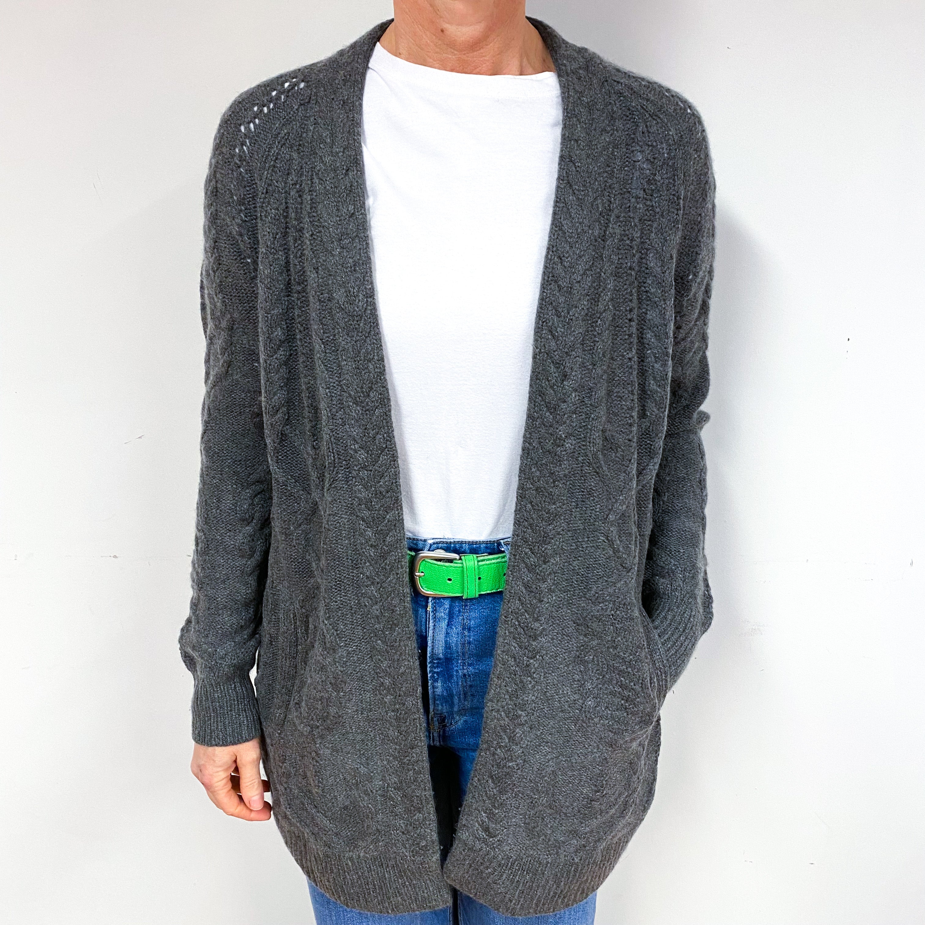 Donkey Brown Cable Cashmere Edge to Edge Cardigan Medium