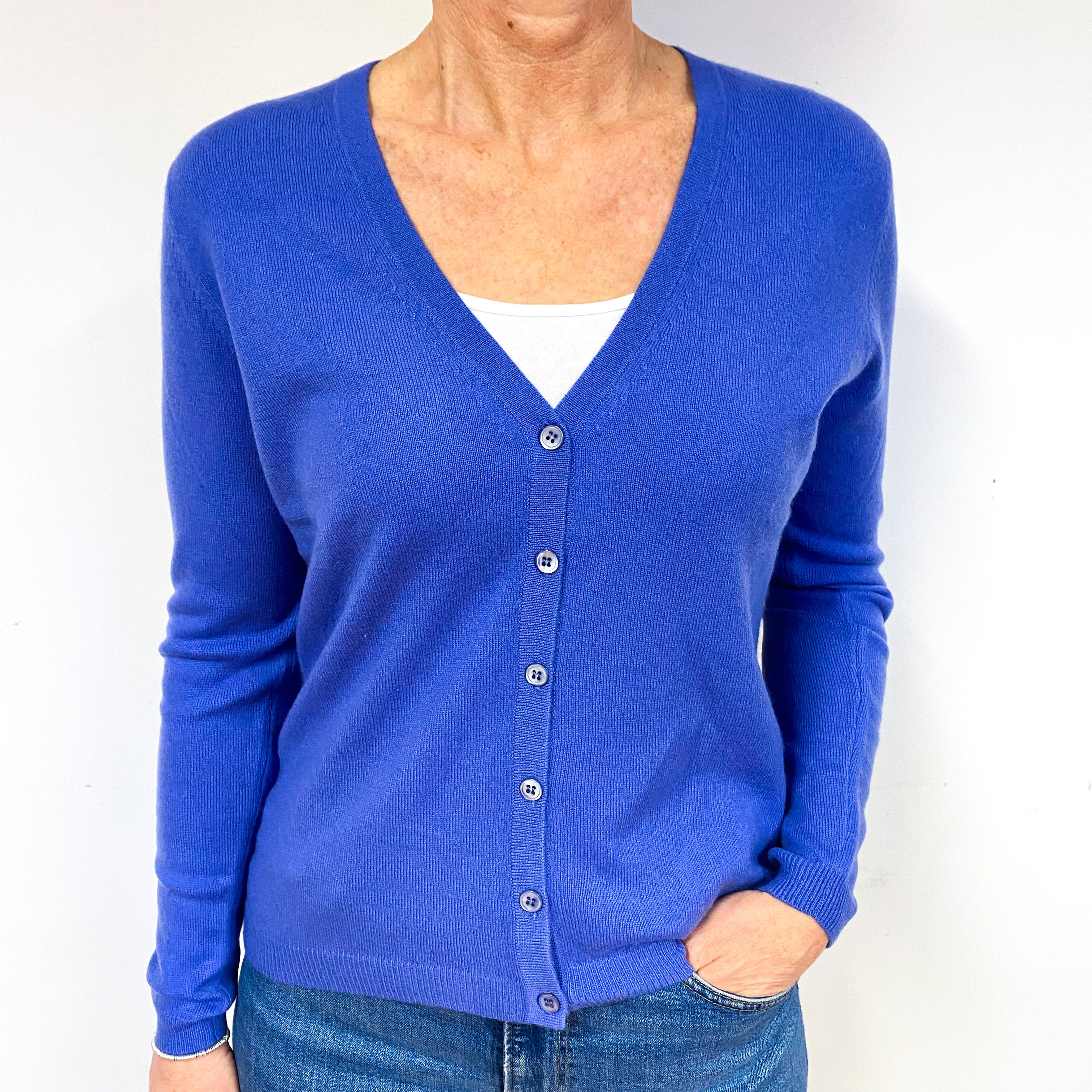 New Periwinkle Purple Cashmere V-Neck Cardigan Medium