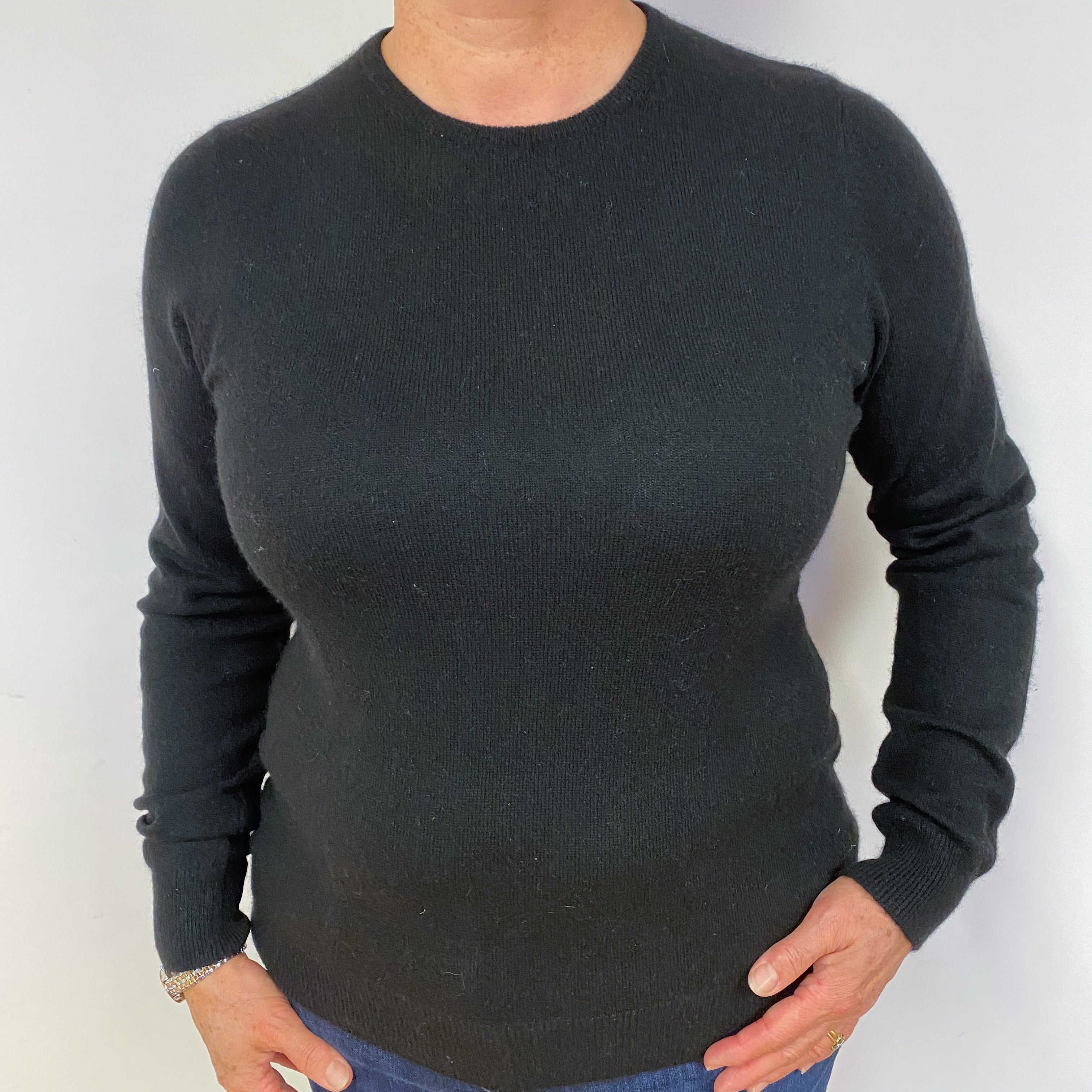 Black Cashmere Crew Neck Jumper Large