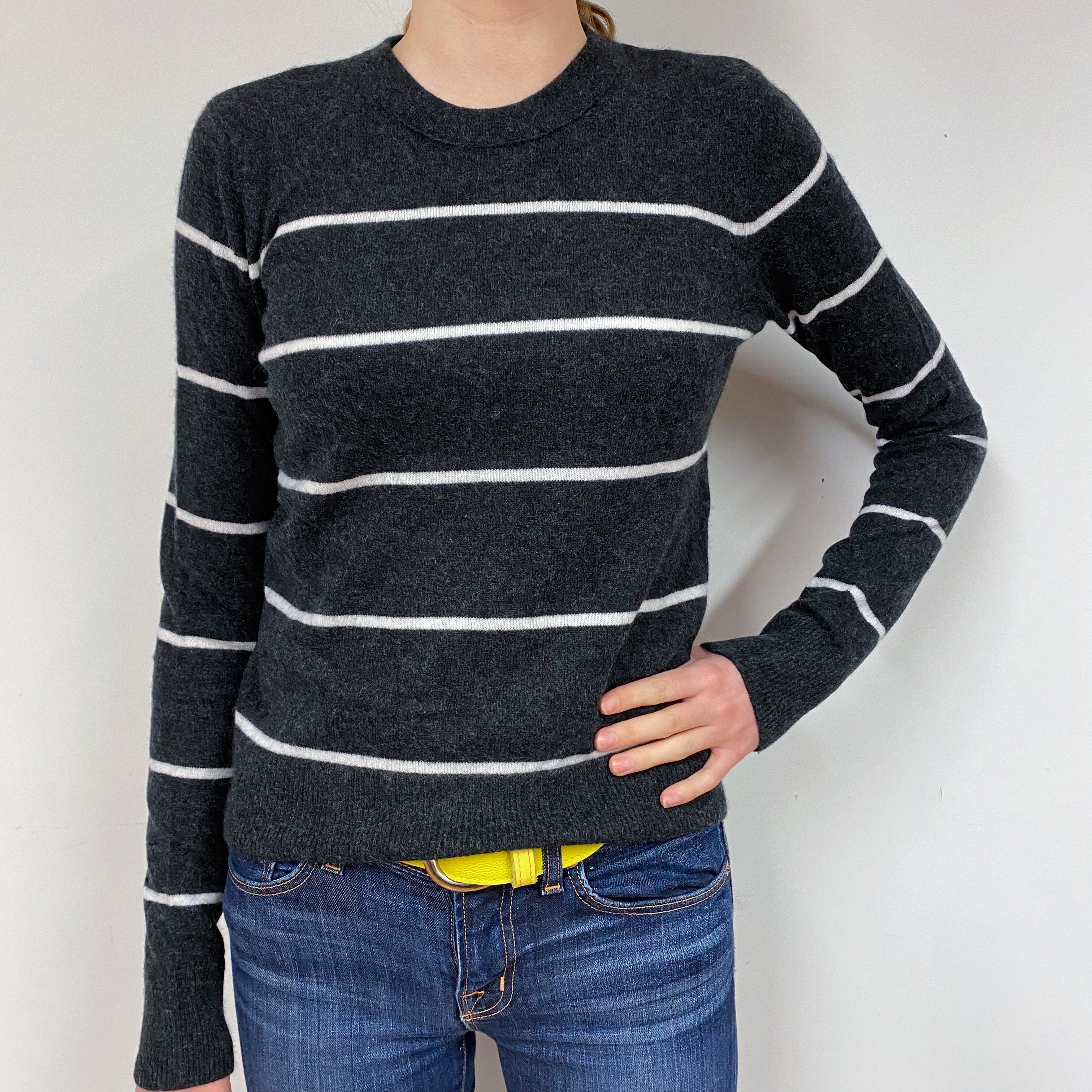 Vince Charcoal Grey Cashmere Crew Neck Jumper Extra Small