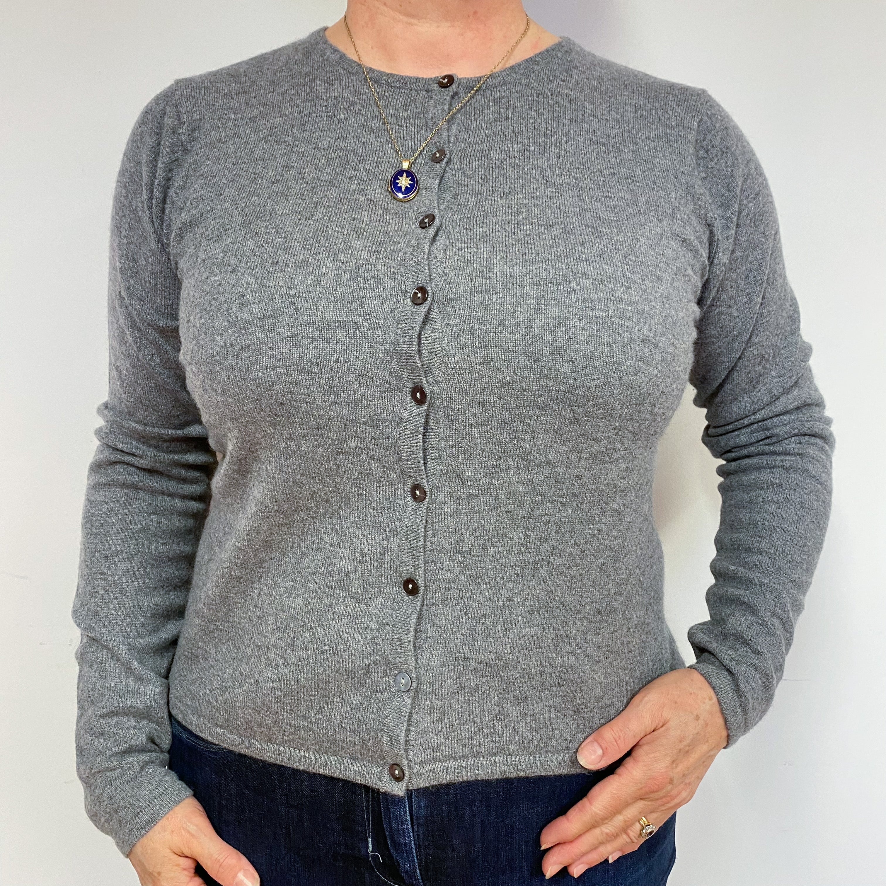 Steel Grey Cashmere Cardigan Large