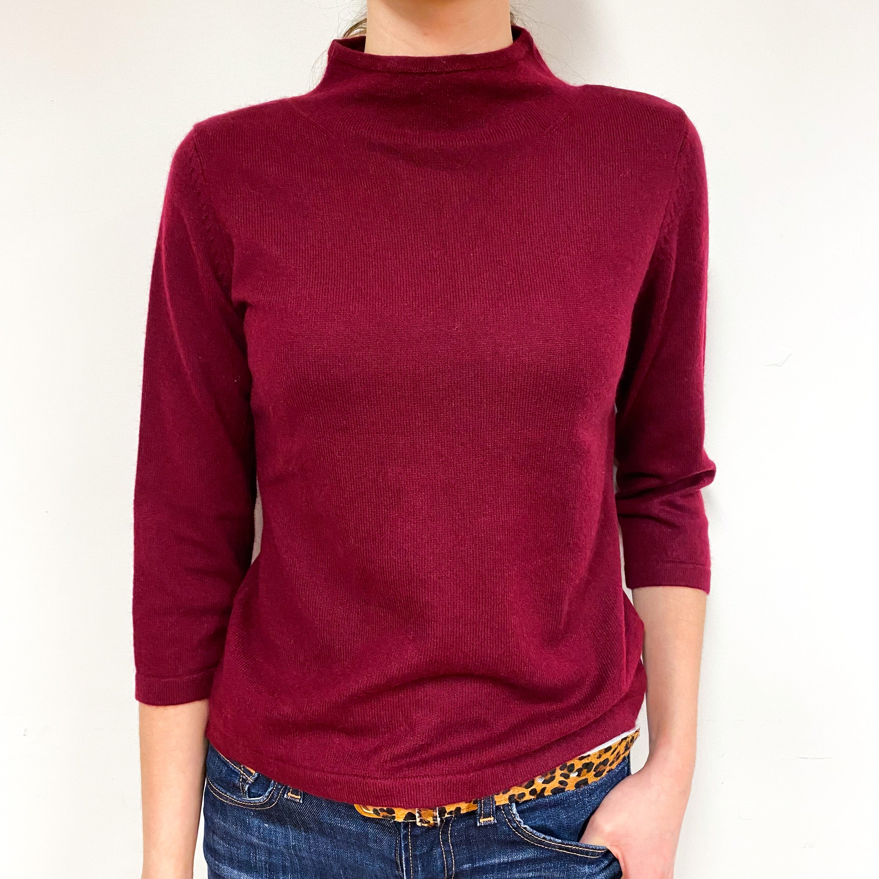 Mulberry Red Cashmere Turtle Neck Jumper Extra Small