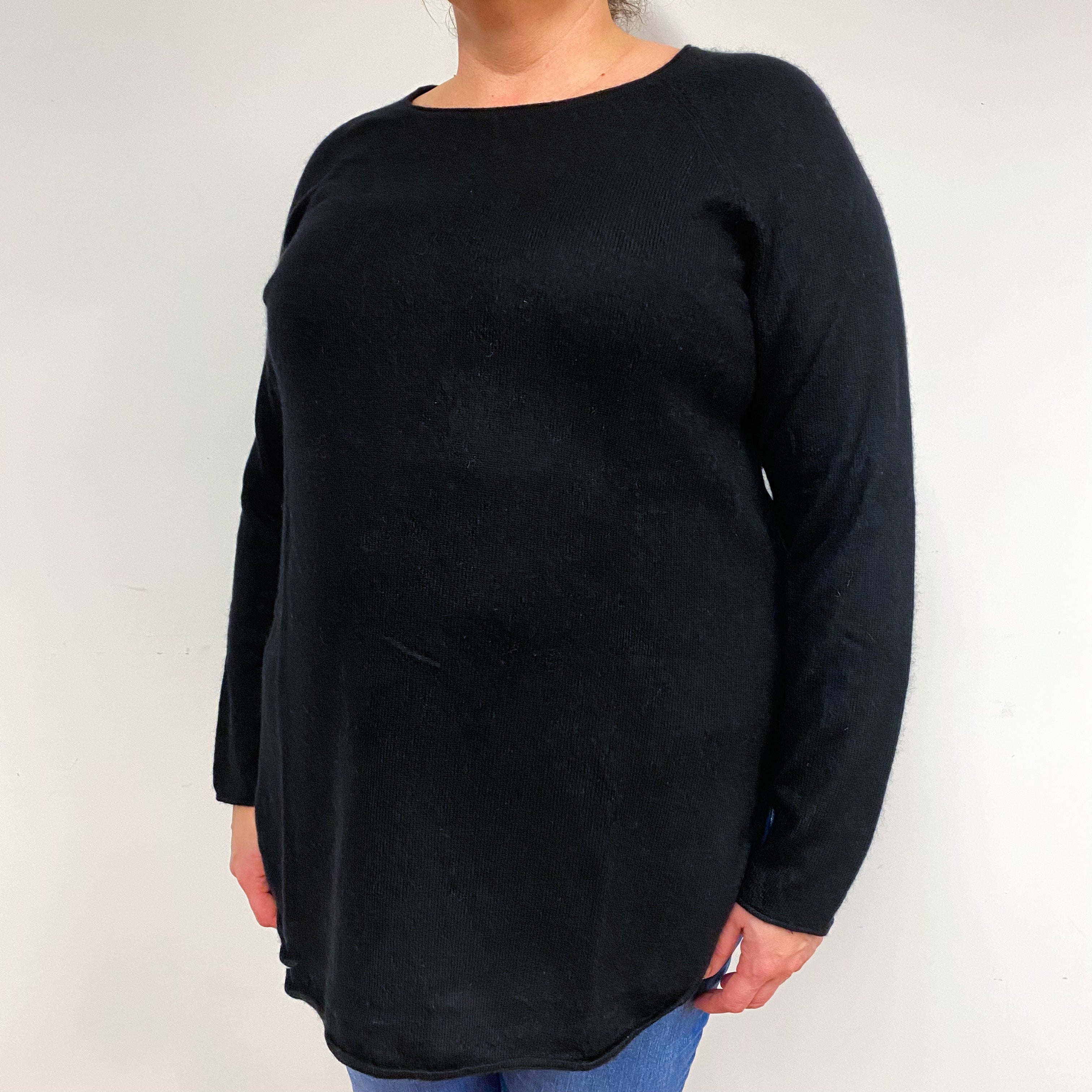 Black Cashmere Crew Neck Jumper Extra Large