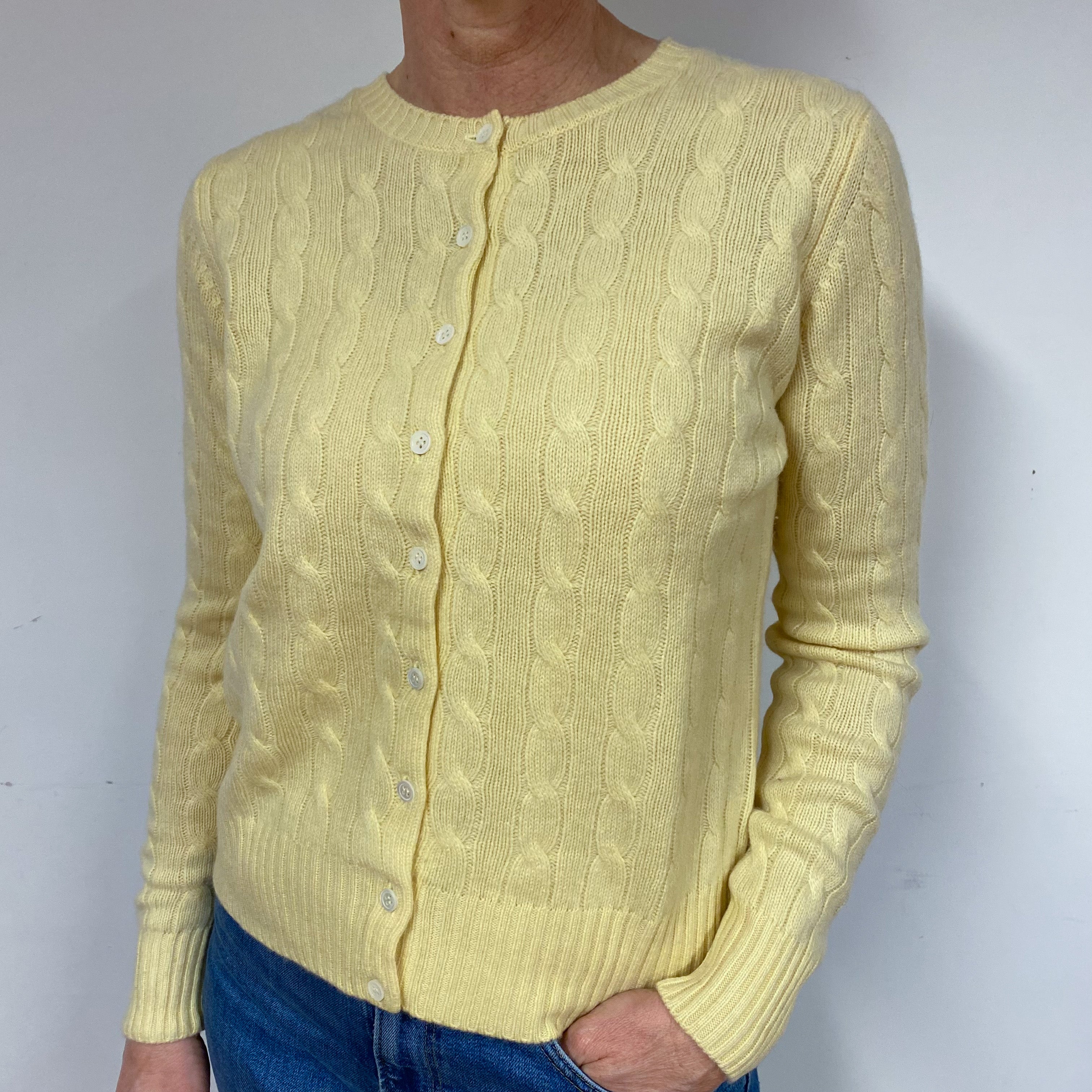 Primrose Yellow Cashmere Cardigan Medium