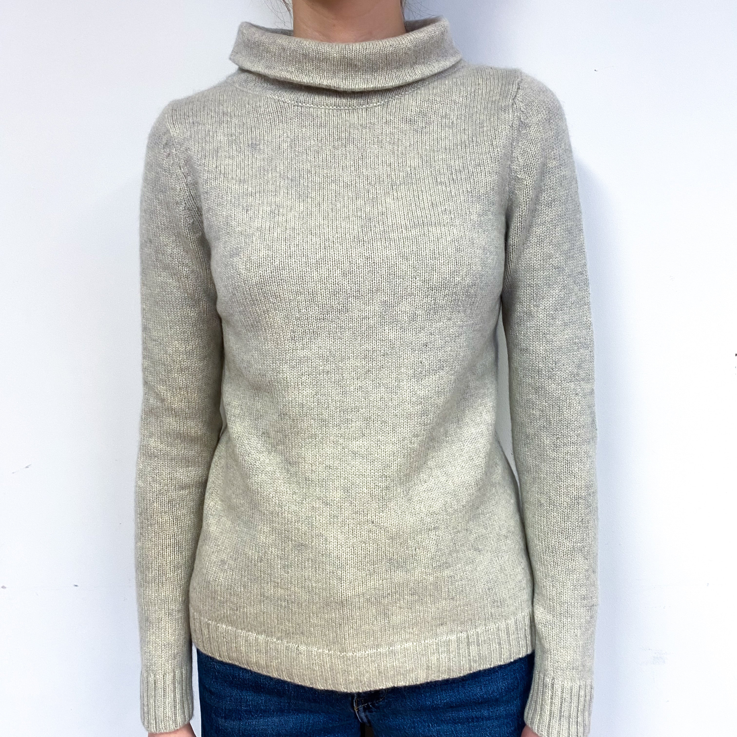 Frost Grey Cashmere Funnel Neck Jumper Extra Small