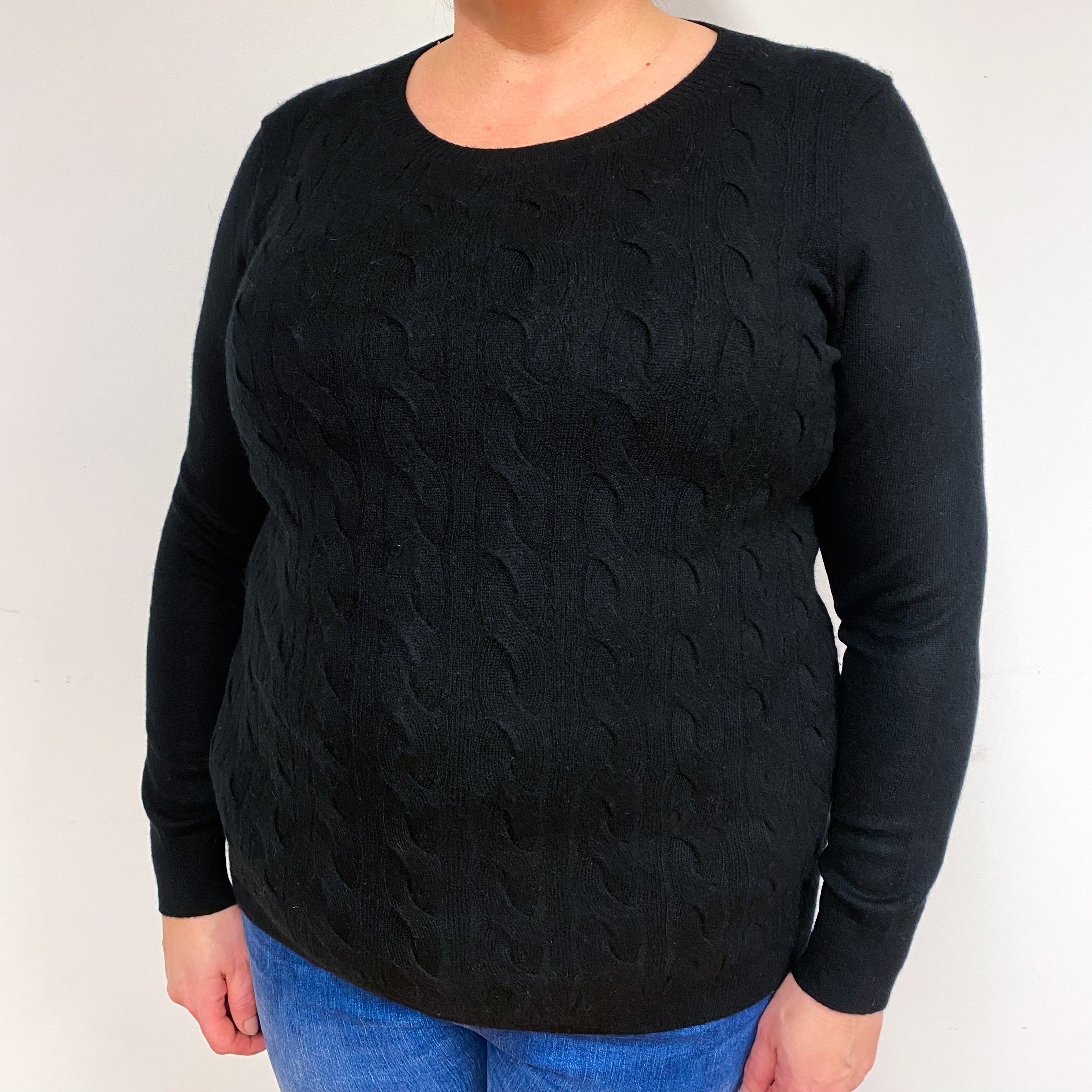 Black Cashmere Crew Neck Jumper Extra Large