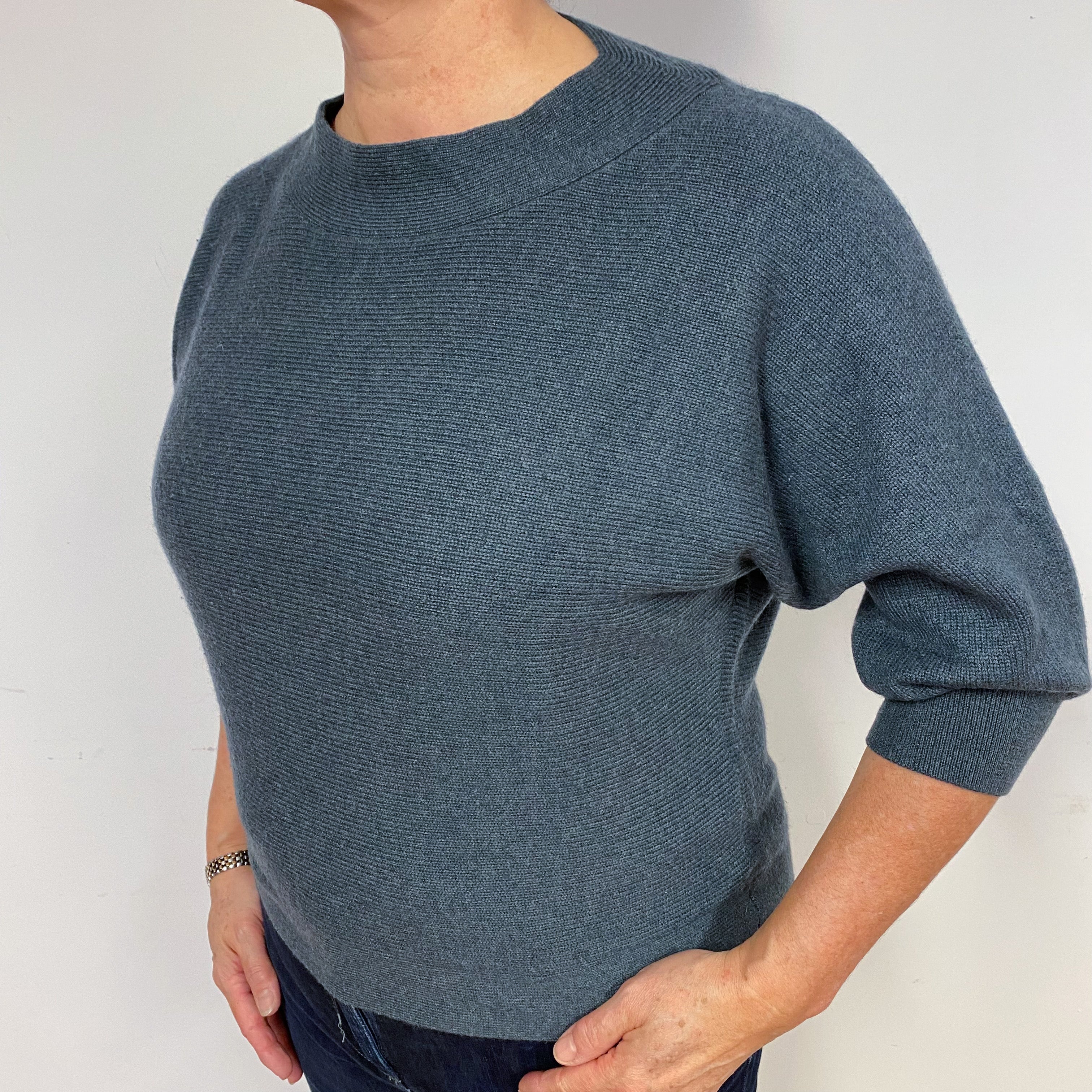 Slate Grey Cashmere Crew Neck Jumper Large