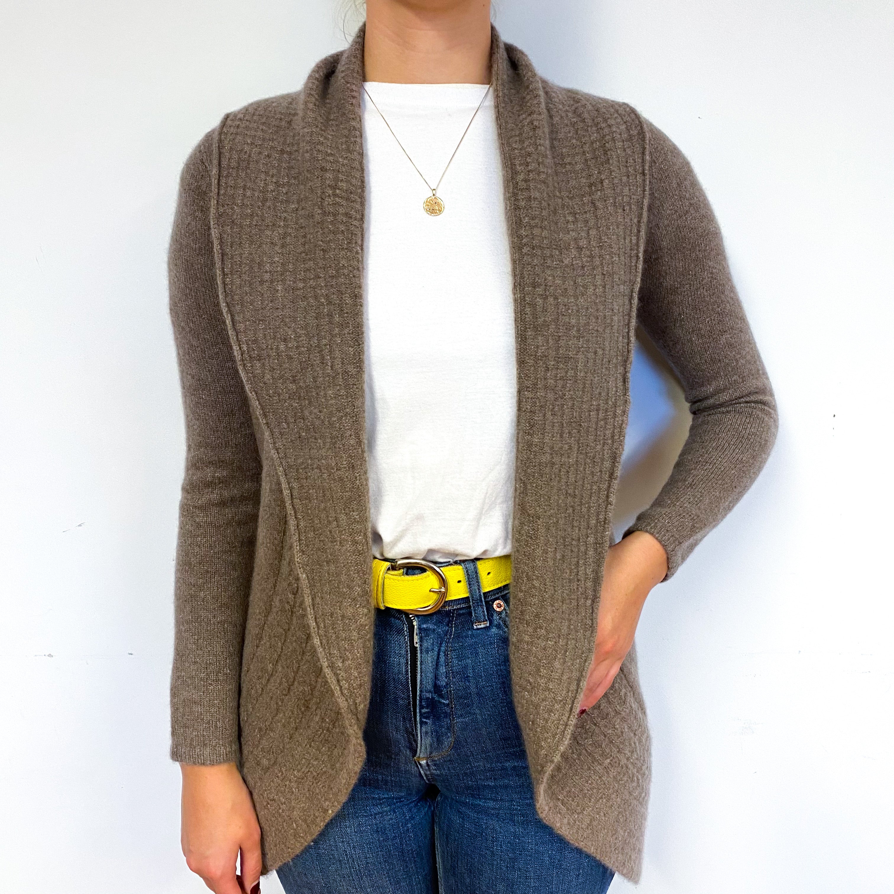 Mocha Brown Cashmere Edge to Edge Cardigan Small