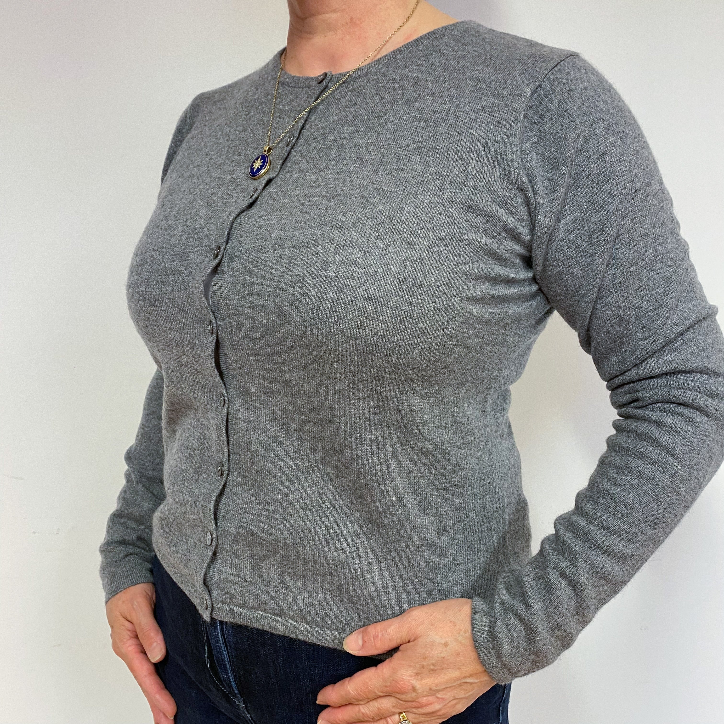 Steel Grey Cashmere Cardigan Large
