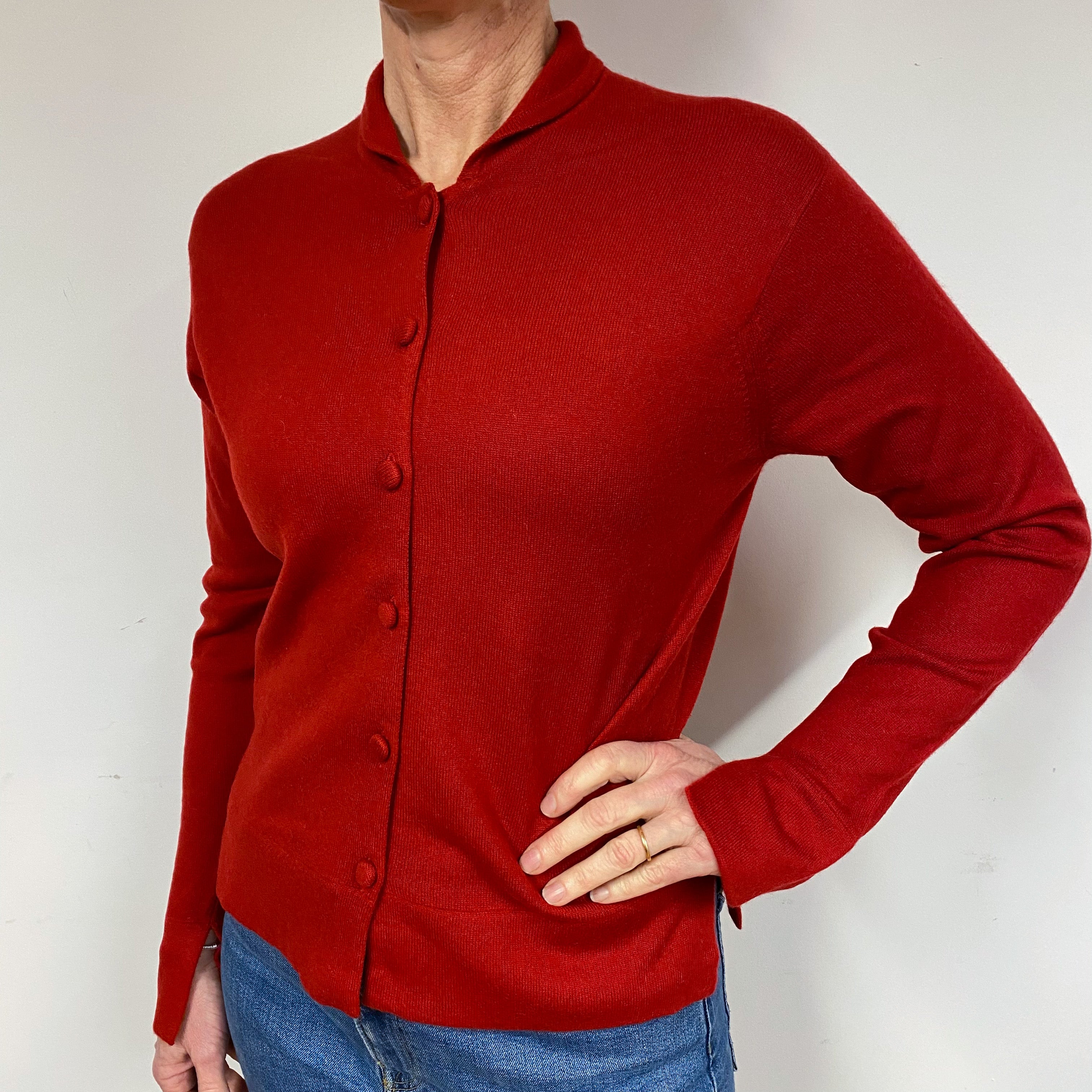 Scarlet Red Vintage Cashmere Cardigan Medium