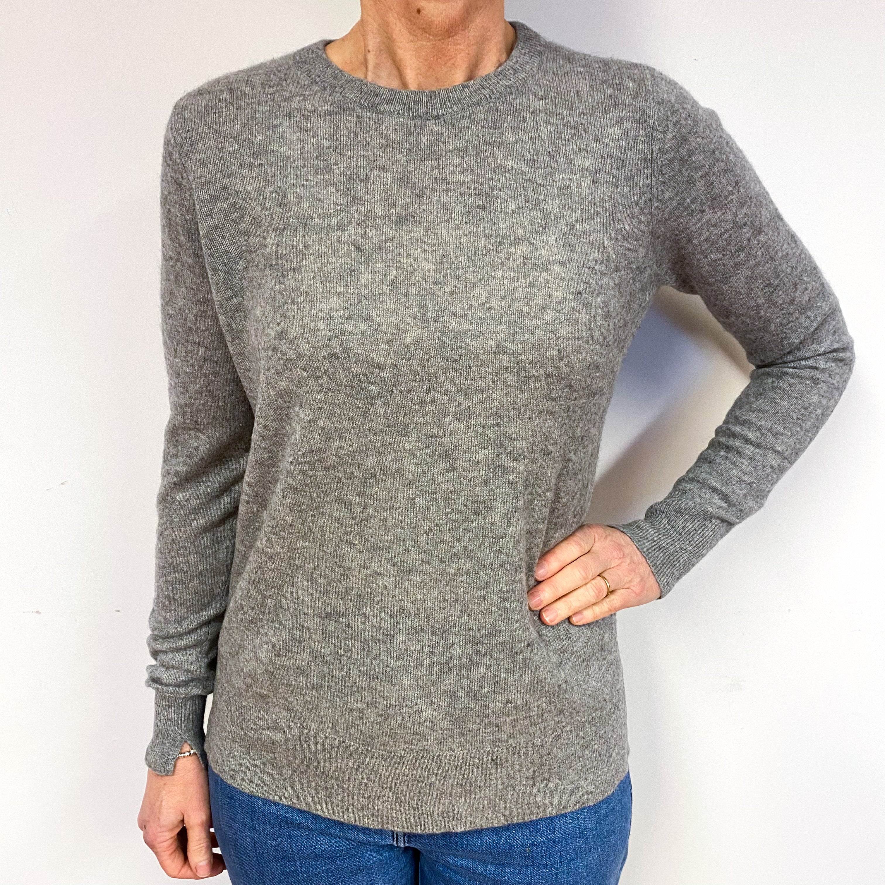 Ash Grey Cashmere Crew Neck Jumper Medium