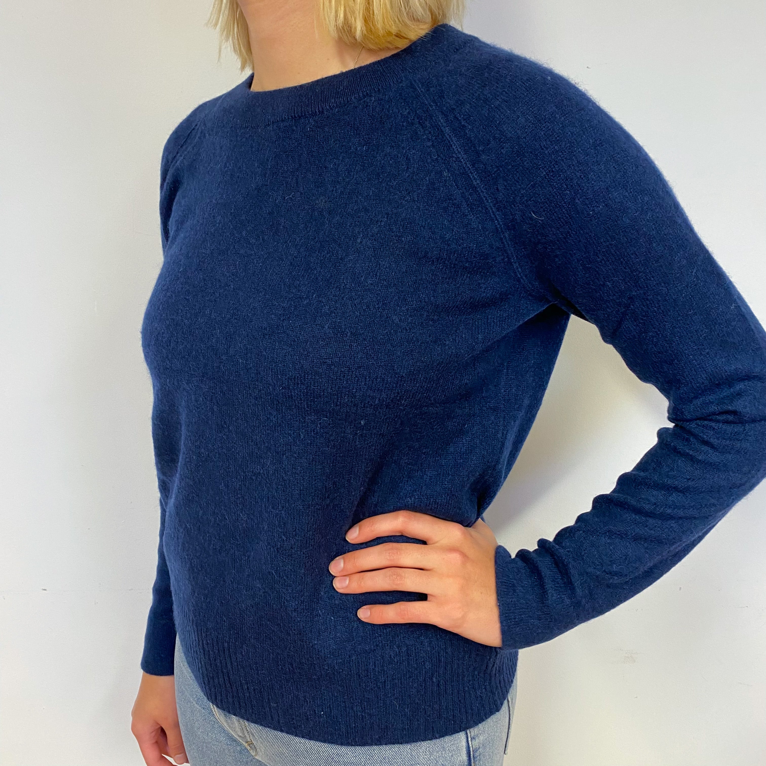 Navy Blue Cashmere Crew Neck Jumper Small
