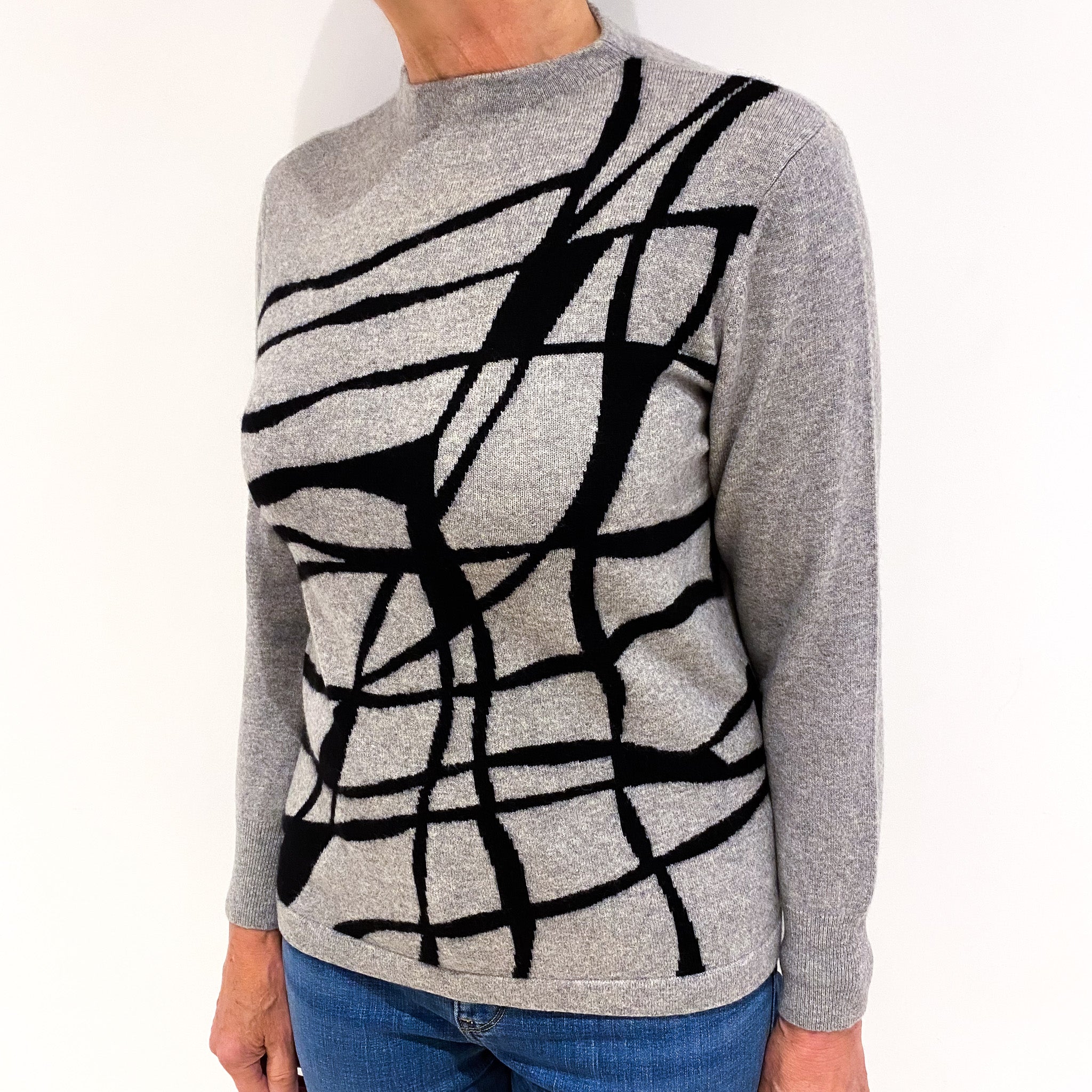 Smoke Grey Cashmere Short Turtle Neck Jumper Medium