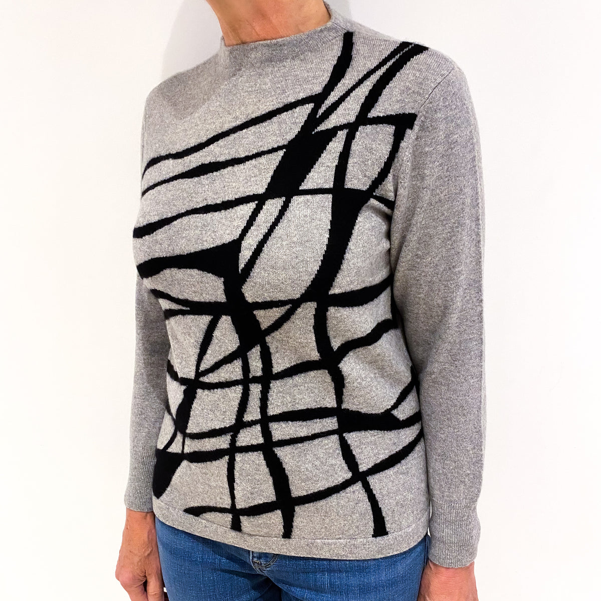 Smoke Grey Cashmere Short Turtle Neck Jumper Medium