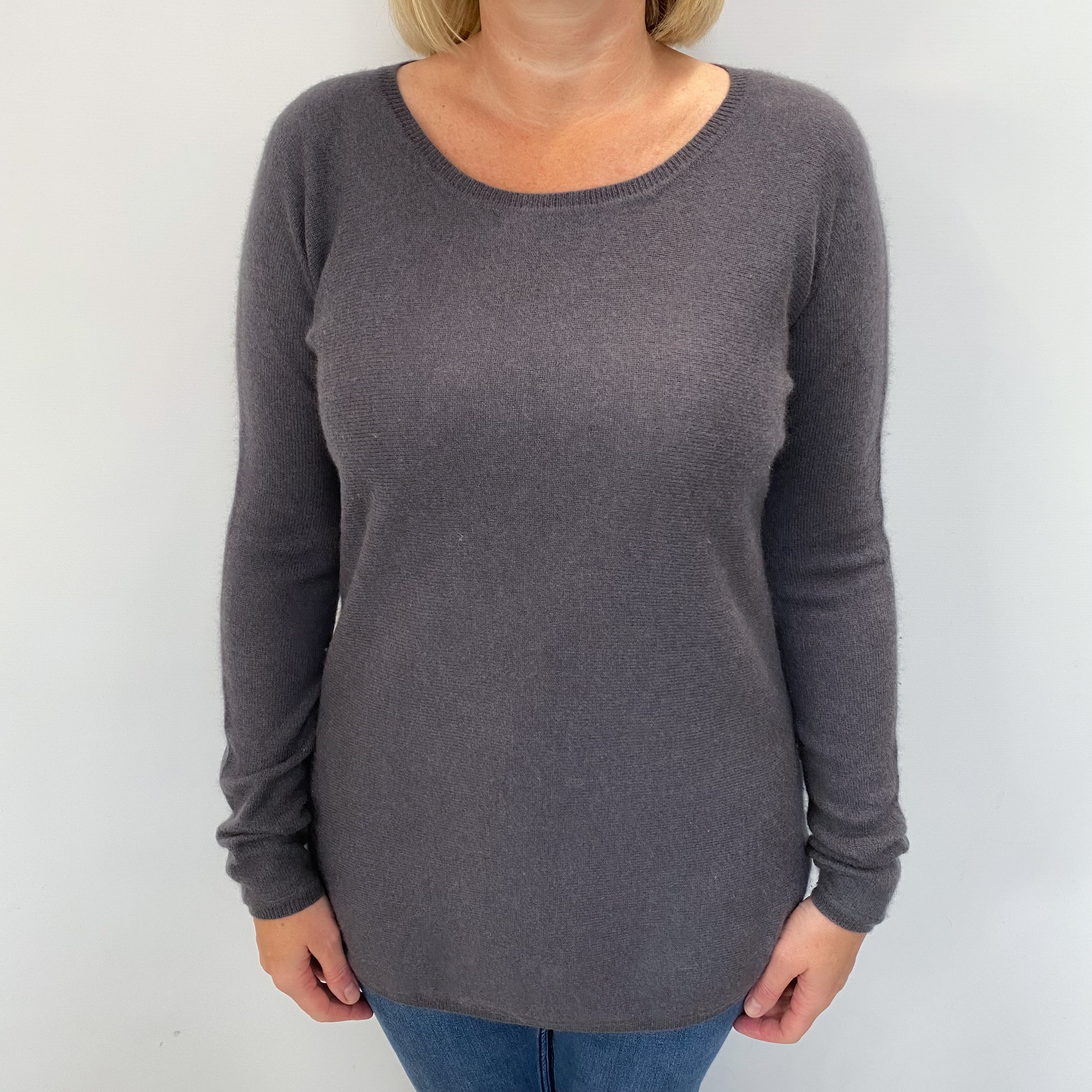 Grape Purple Cashmere Crew Neck Jumper Large