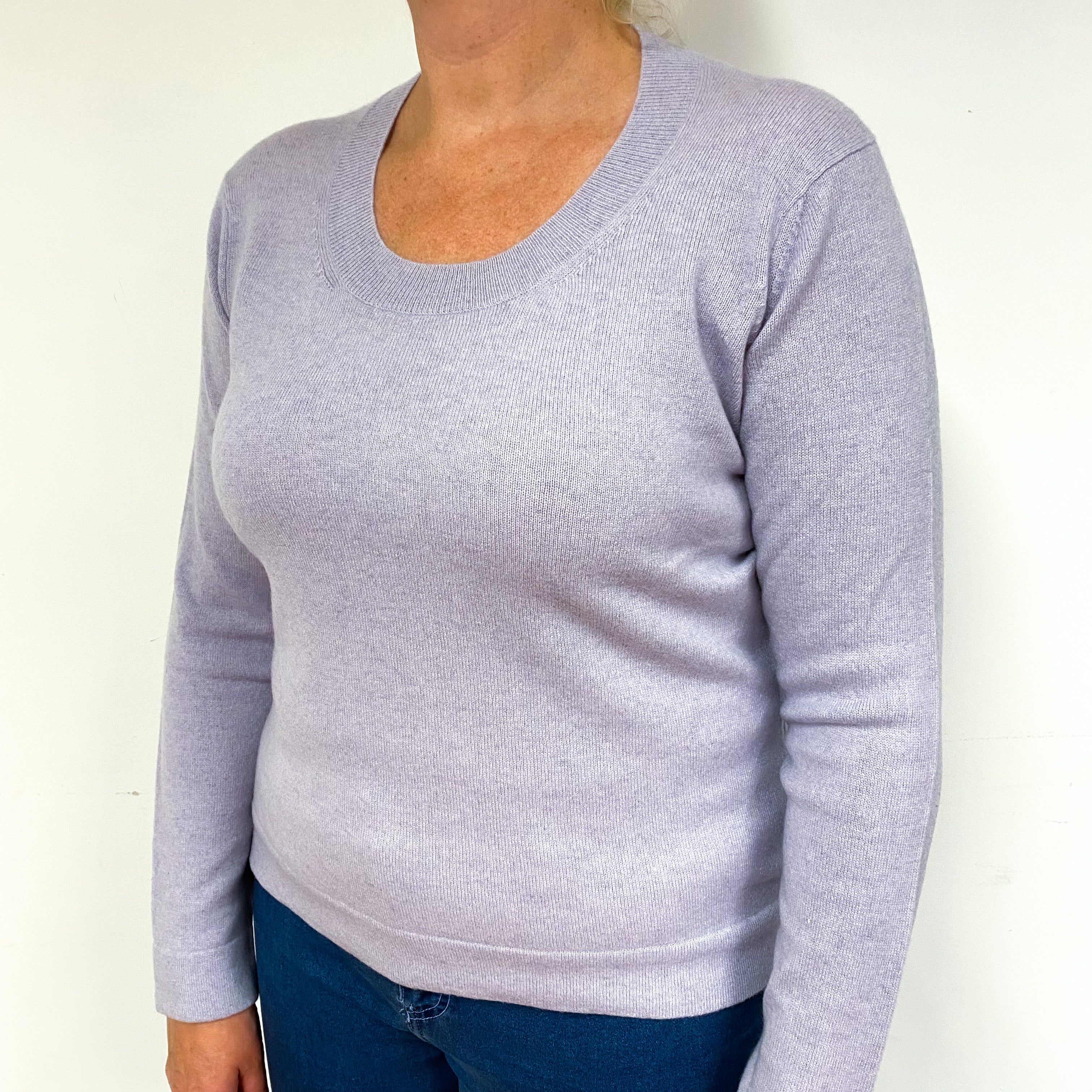 Pale Purple Cashmere Scoop Neck Jumper Large
