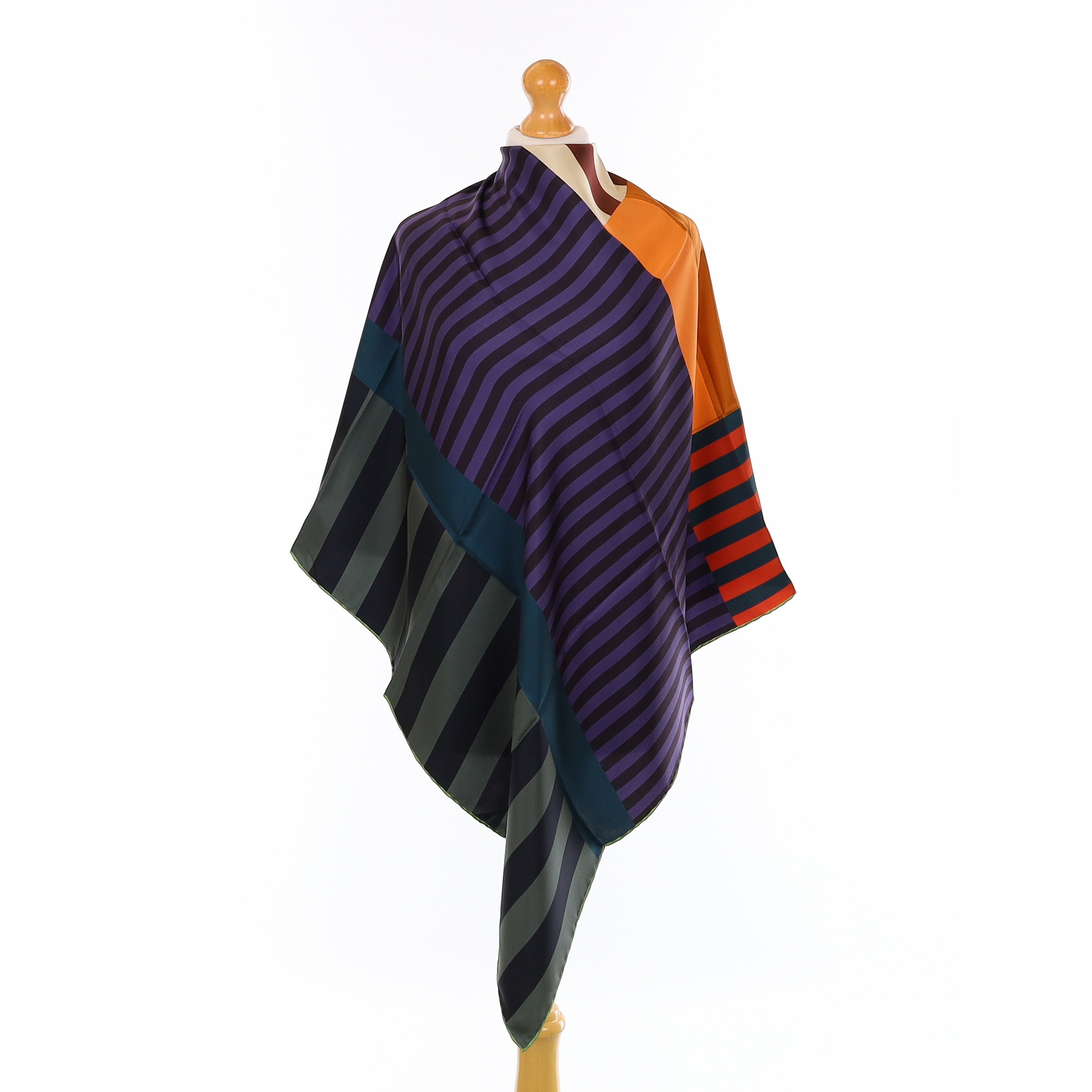 Brand New Italian Multicoloured Striped Silk Scarf