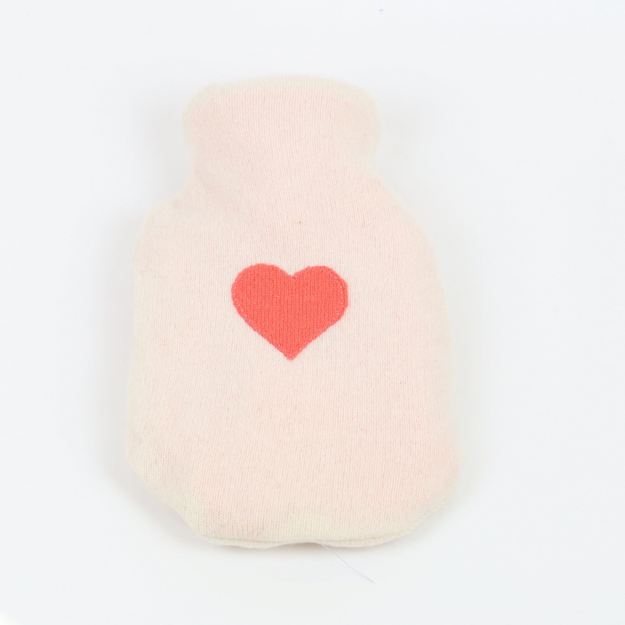 Cream and Coral Small Cashmere Hot Water Bottle