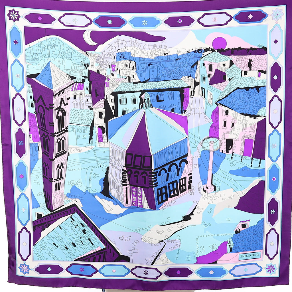 Unworn Emillio Pucci Blue and Purple Silk Scarf