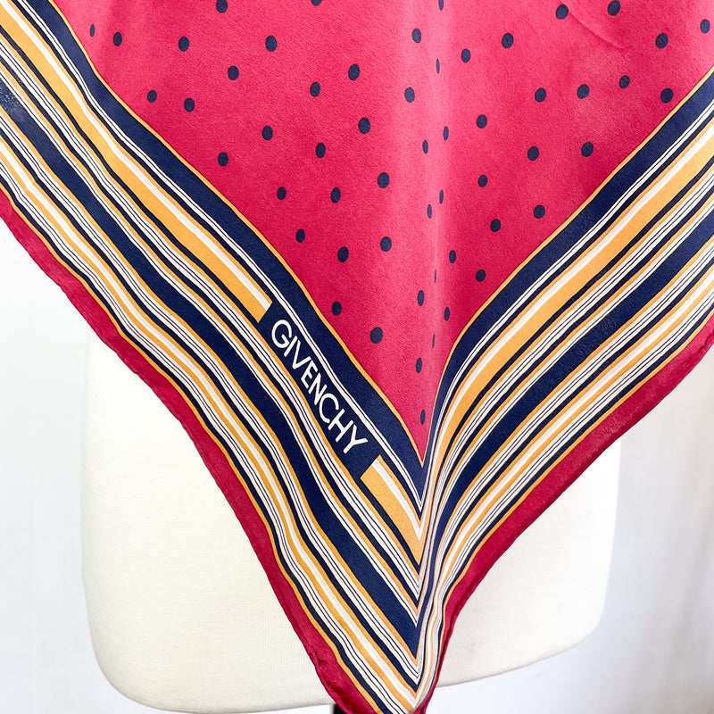 Givenchy Spots and Stripes Designer Vintage Silk Scarf