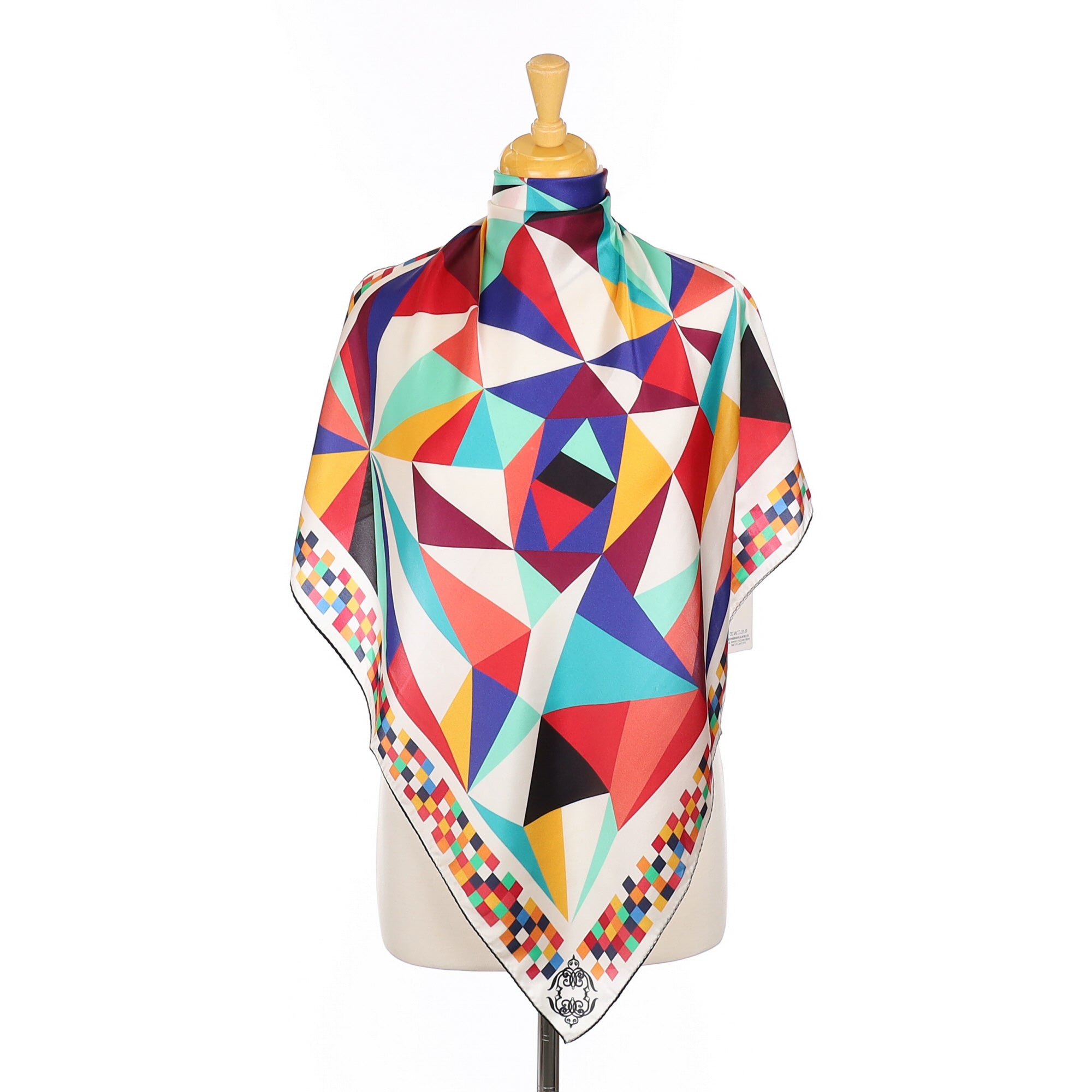 Brand New Multi Coloured Geometric Silk Scarf