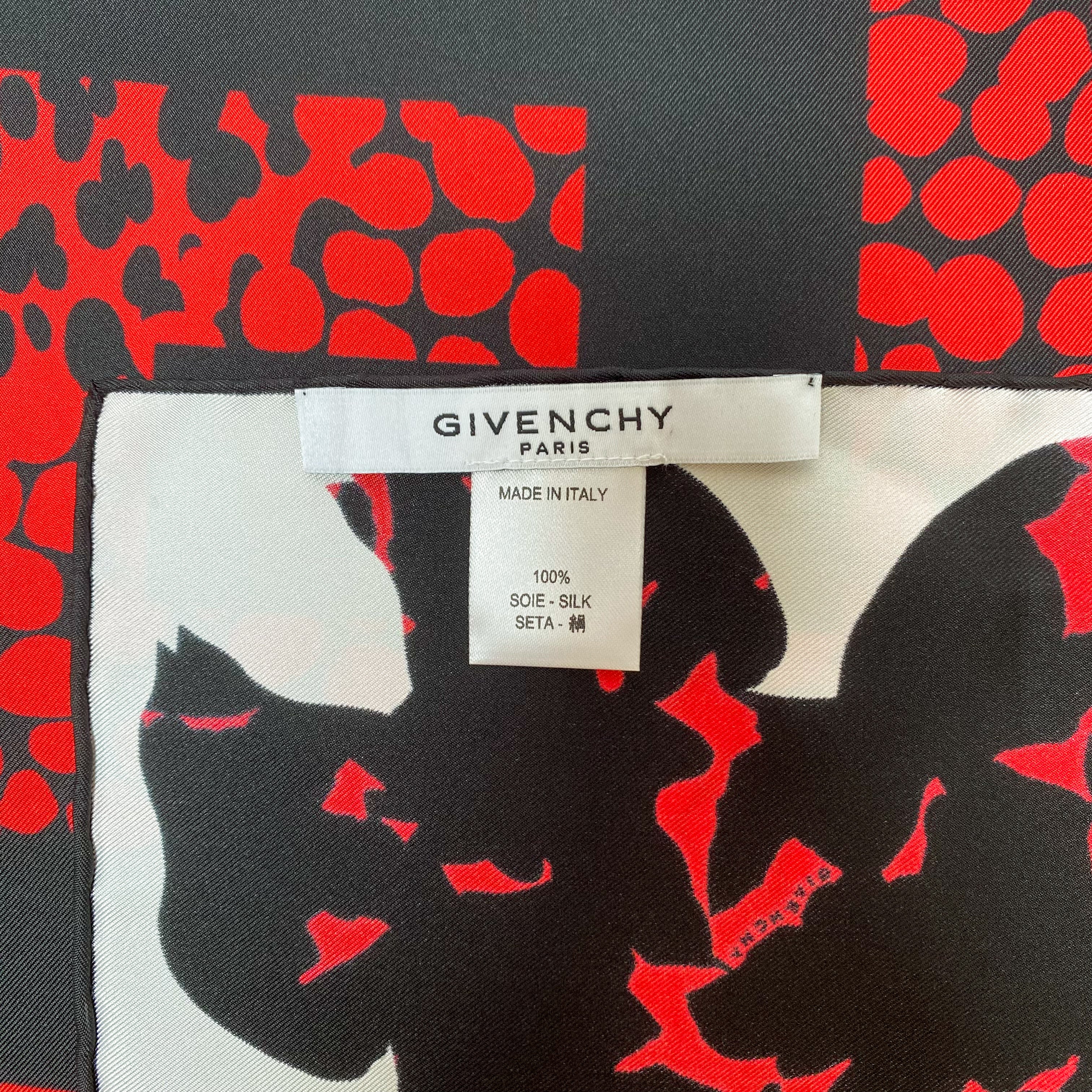 Immaculate Red and Black Givenchy Silk Scarf