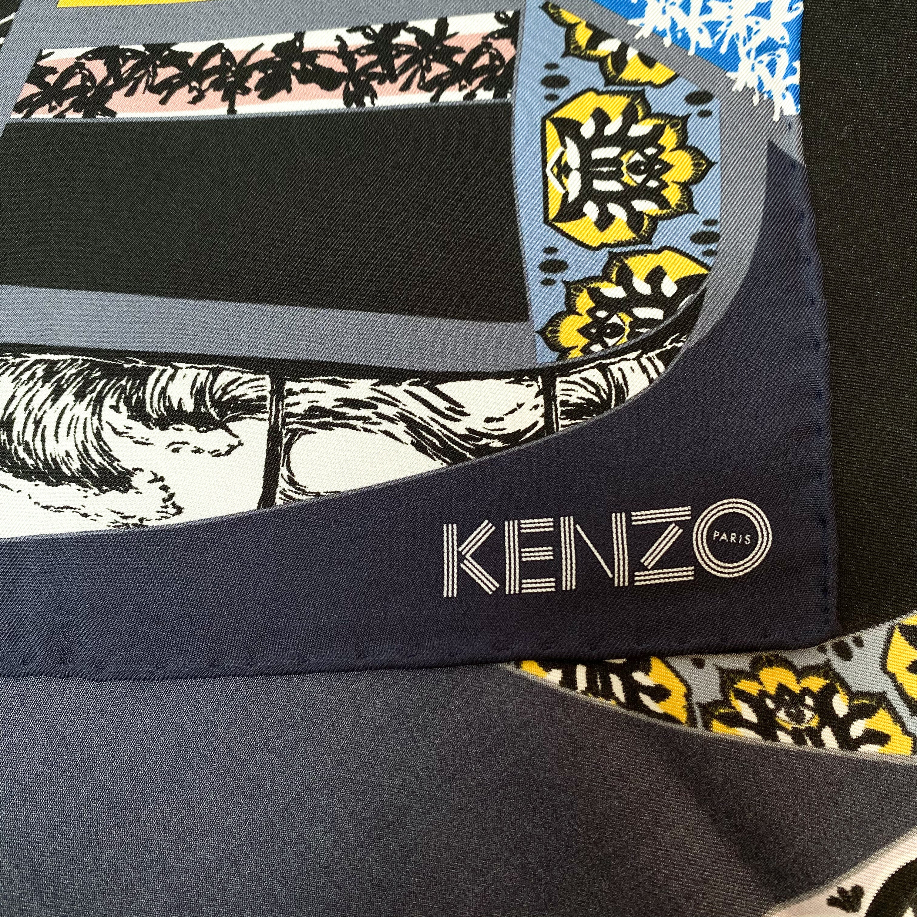 Brand New Abstract Kenzo Designer Silk Scarf