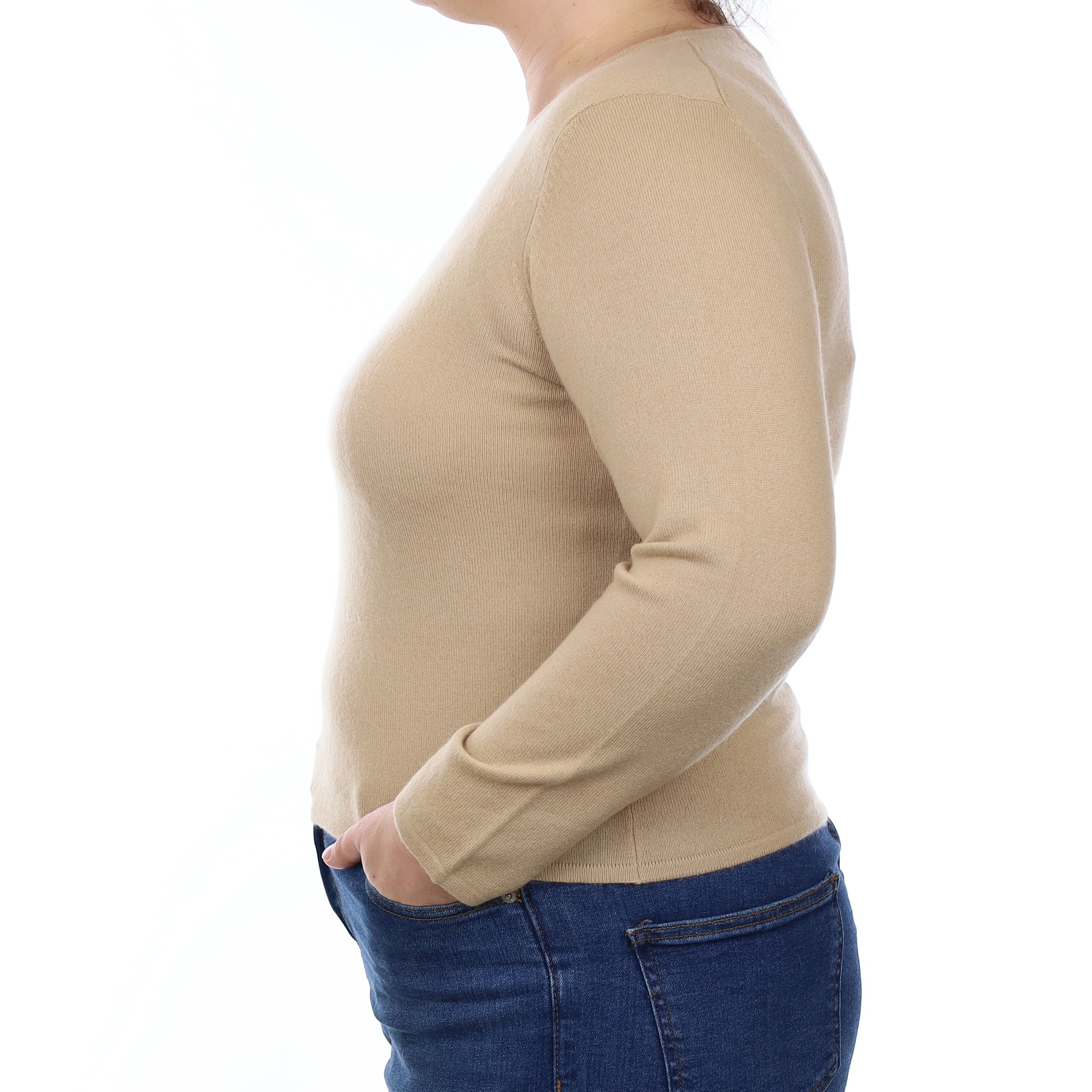 Pale Camel Cashmere Crew Neck Jumper Large