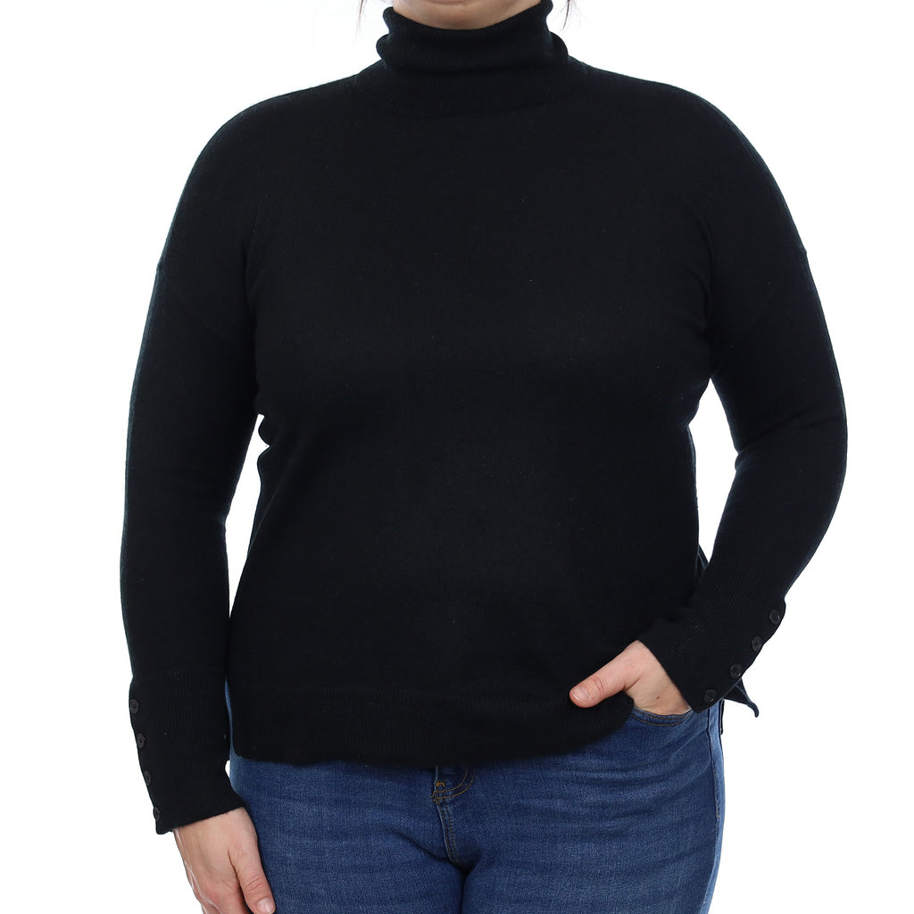 Ralph Lauren Black Cashmere Turtle Neck Jumper Large