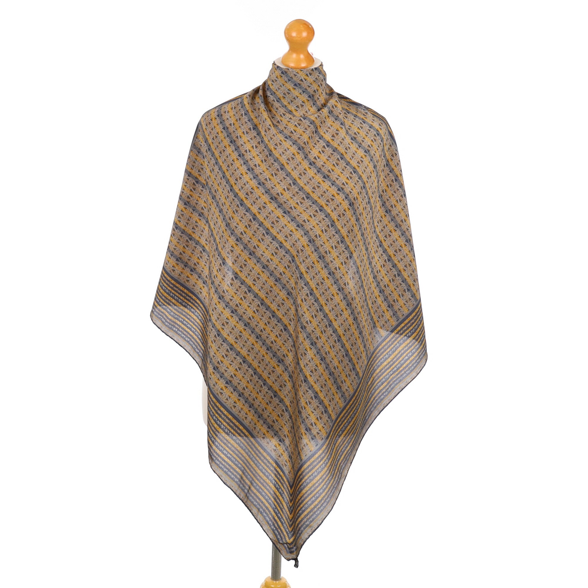 French Striped Vintage Silk Scarf