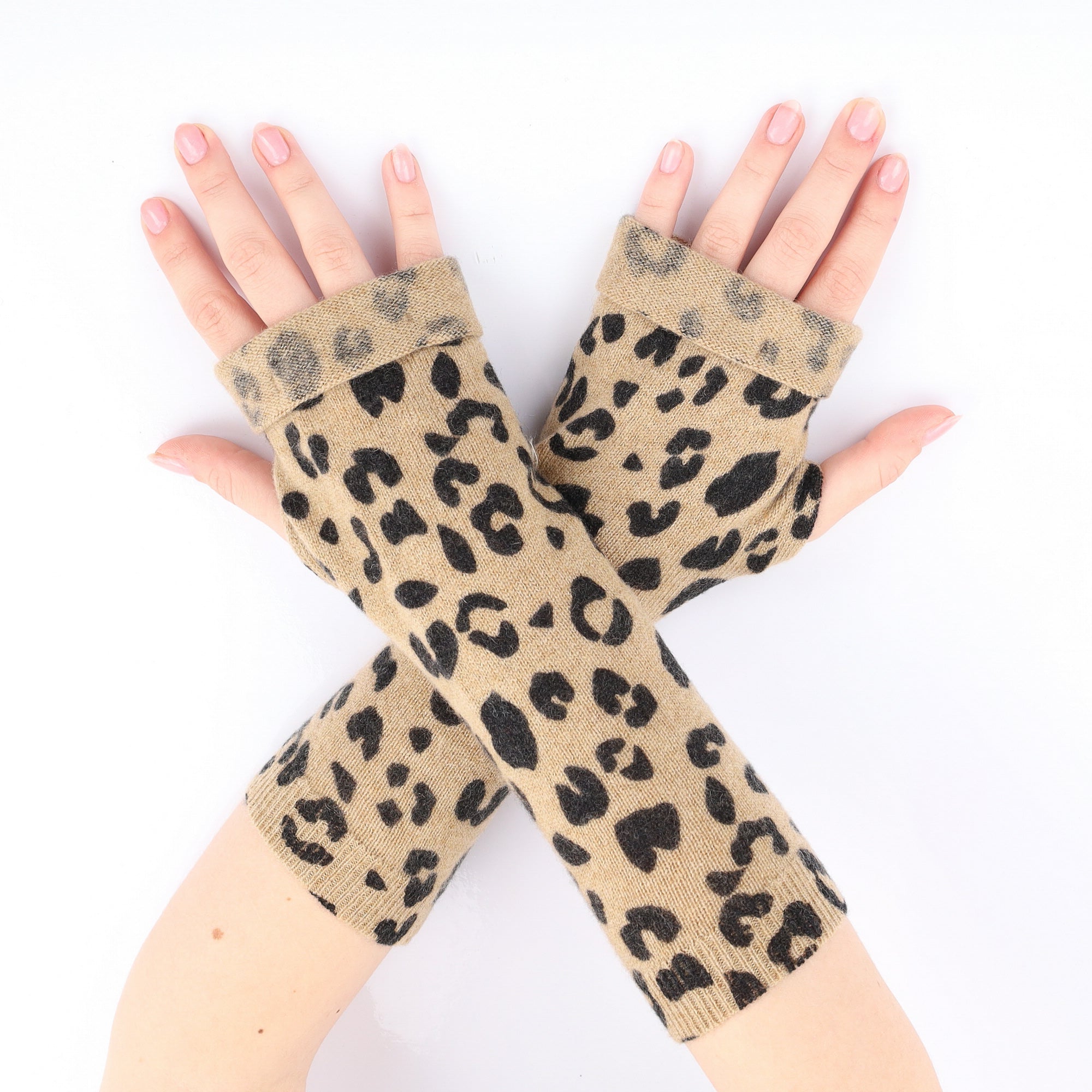Leopard Print Fingerless Gloves