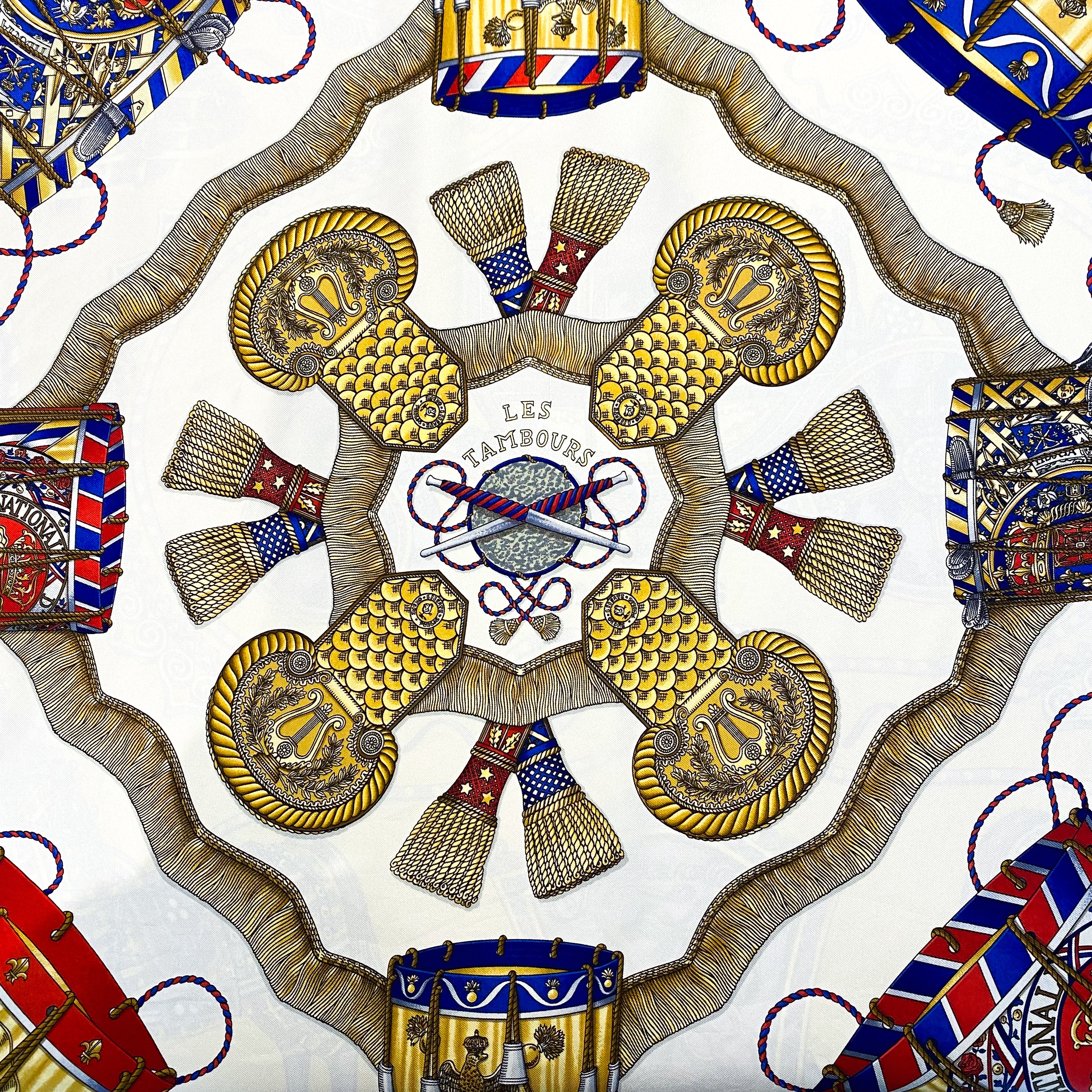 Boxed Hermes Les Tambours Vintage Silk Scarf