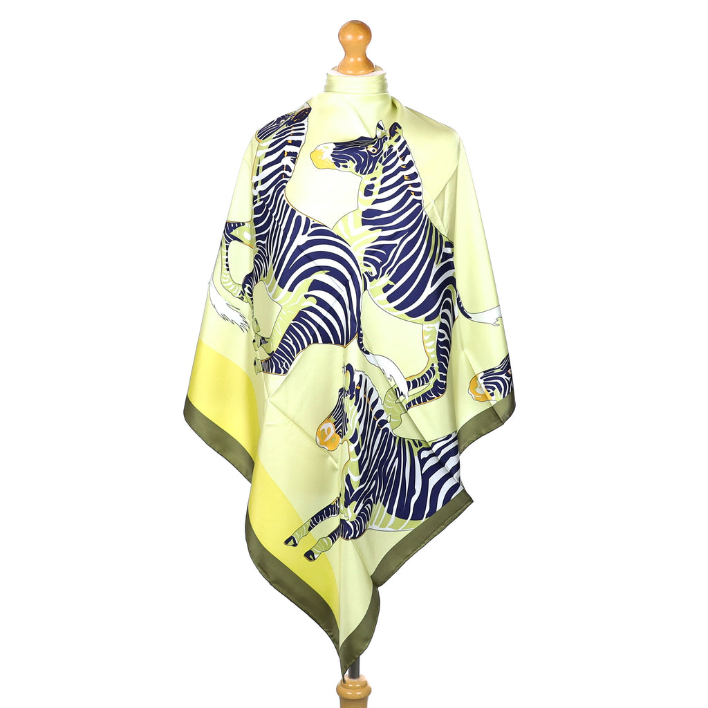 Brand New Green Zebra Silk Scarf