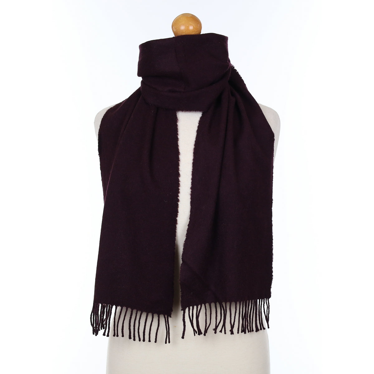 Deep Wine Purple Cashmere Woven Scarf
