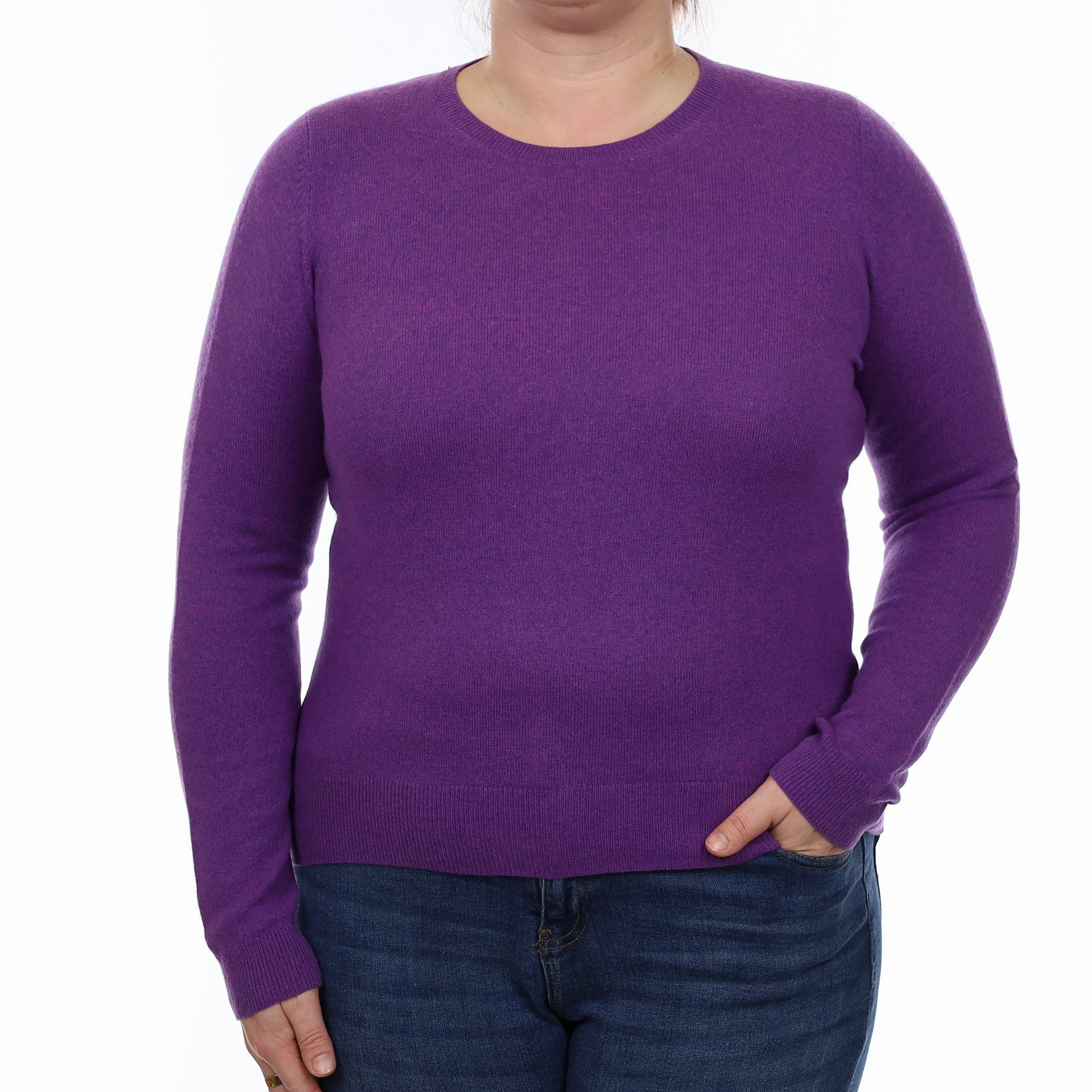 Violet Purple Cashmere Crew Neck Jumper Large