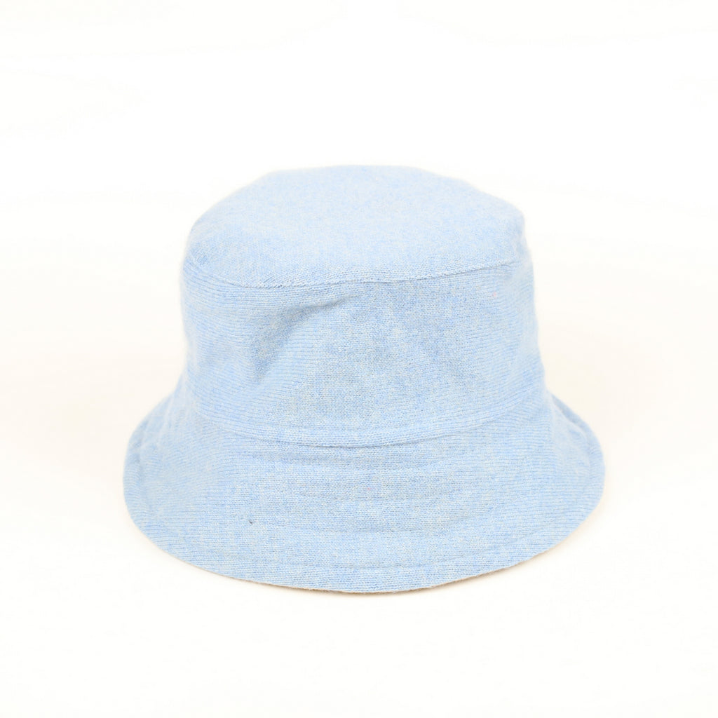 Beige and Powder Blue Reversible Cashmere Bucket Hat Medium